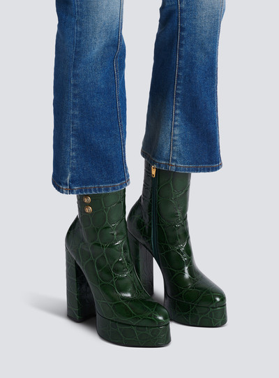 Balmain Brune crocodile-print leather ankle boots outlook