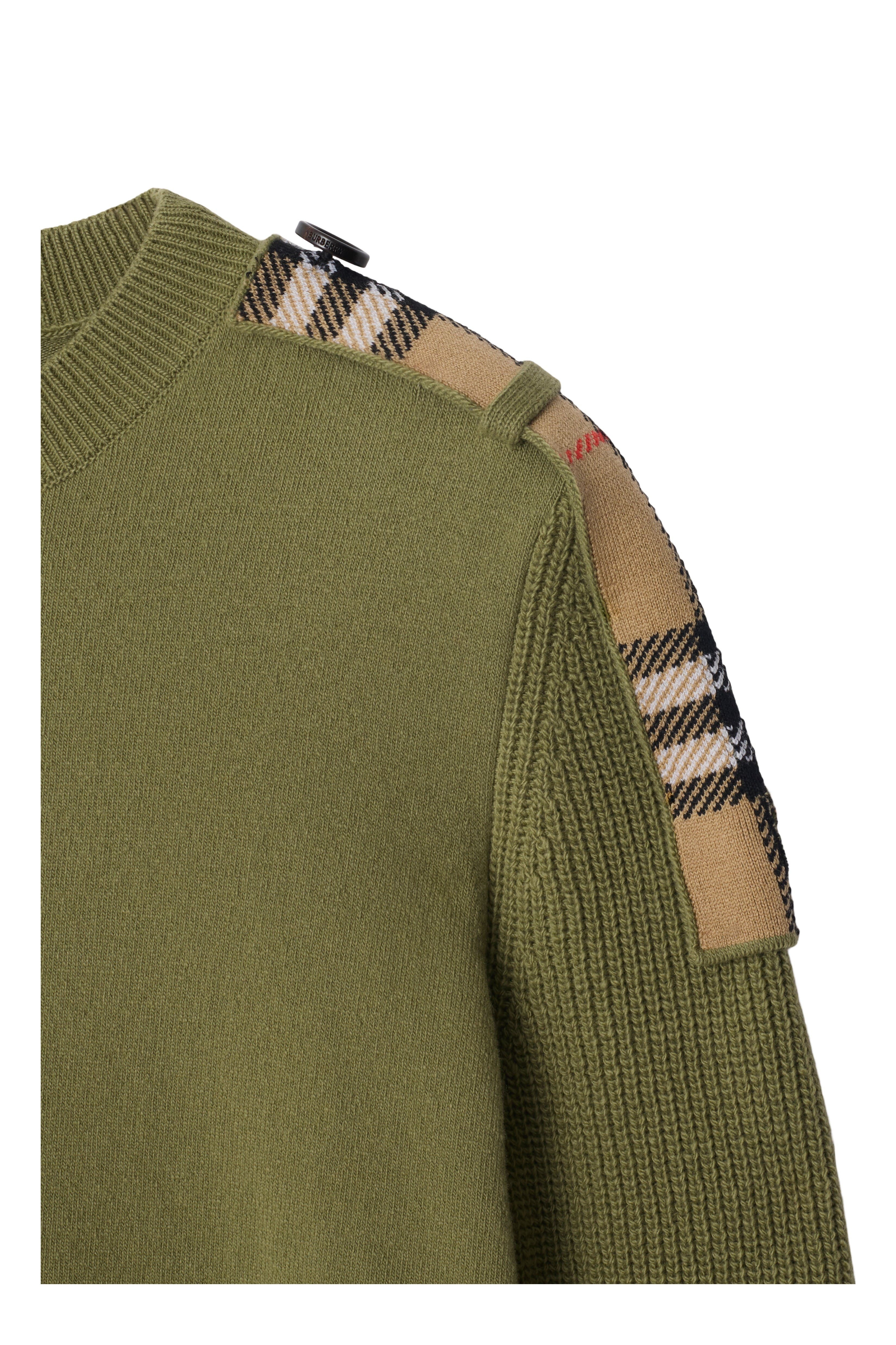 burberry Check Epaulette Wool Cashmere Blend Sweater in Wreath at Nordstrom - 6
