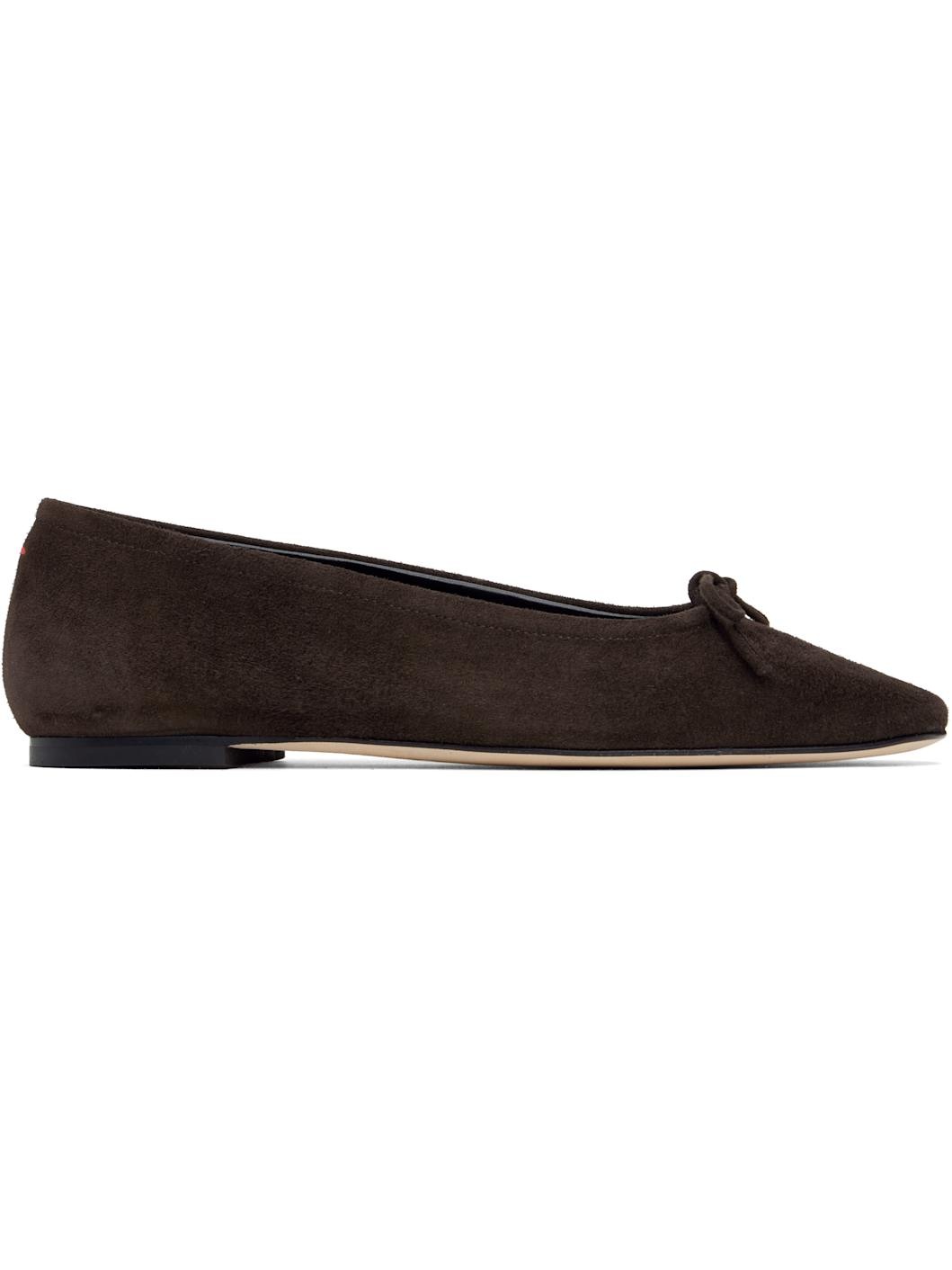 Brown Delfina Suede Ballerina Flats - 1