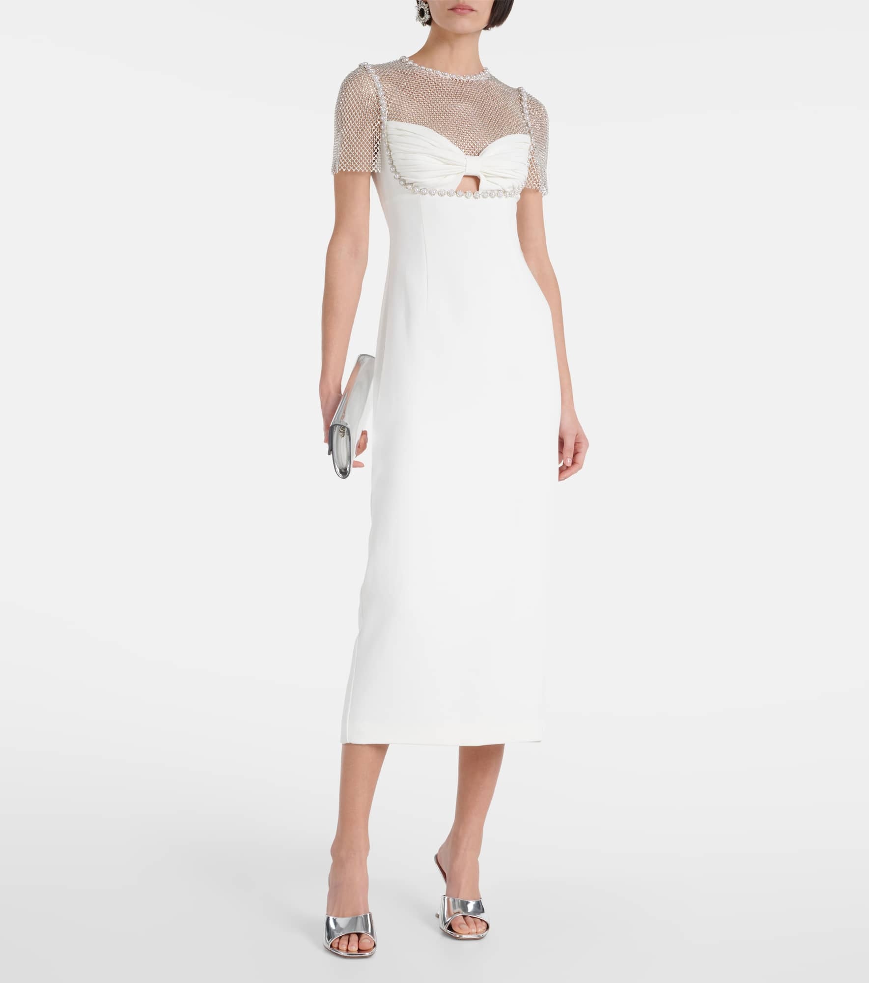 Bridal embellished crêpe midi dress - 2