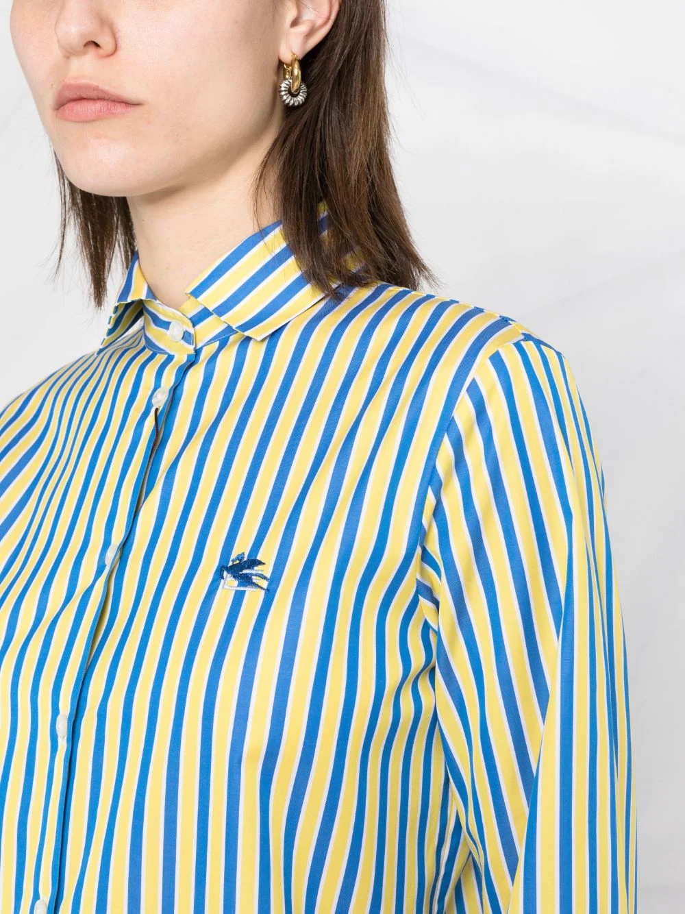 logo-print striped cotton shirt - 3