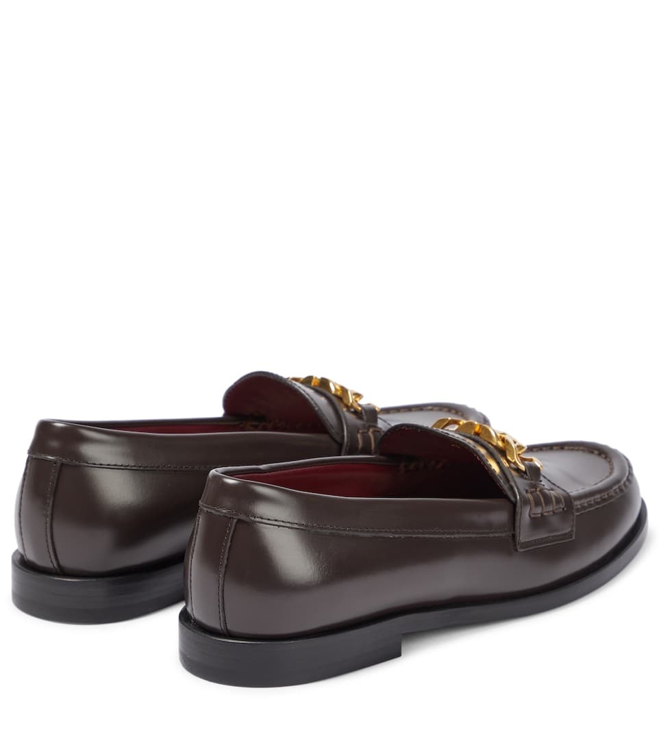 VLogo Chain leather loafers - 3