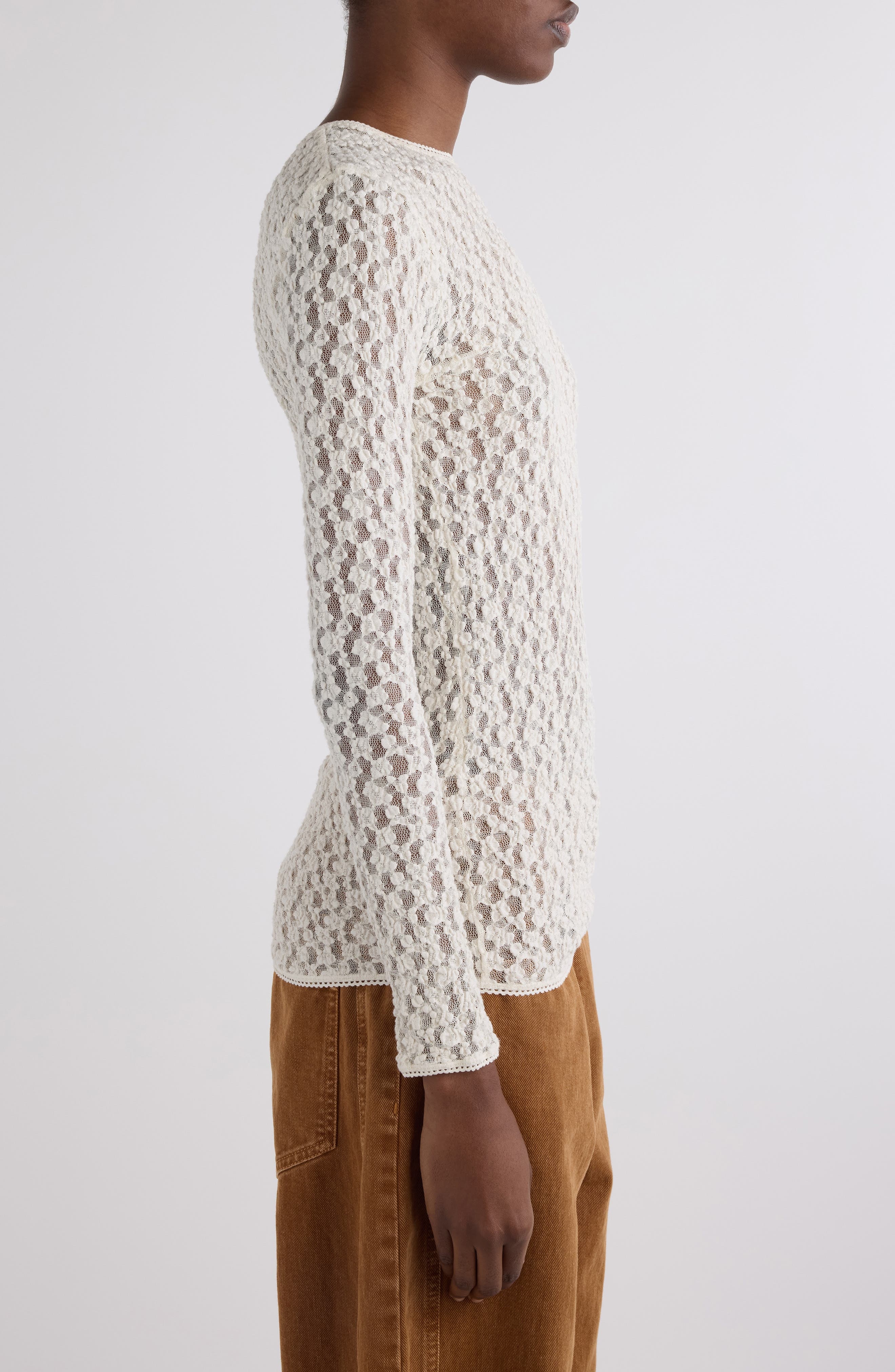 Isabel Marant Gaella Stretch Lace Top in Ecru at Nordstrom - 4