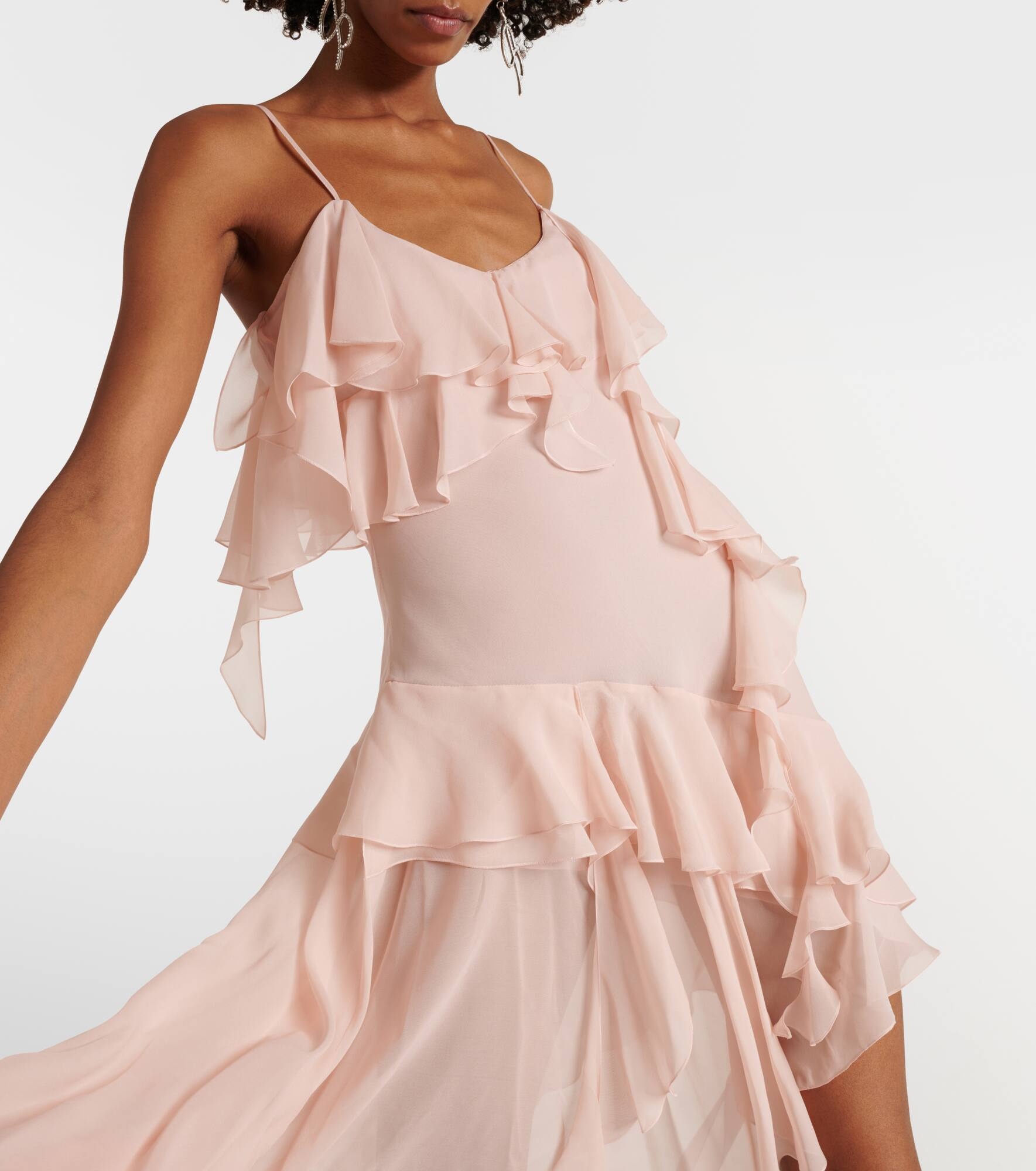 Ruffled silk georgette minidress - 6
