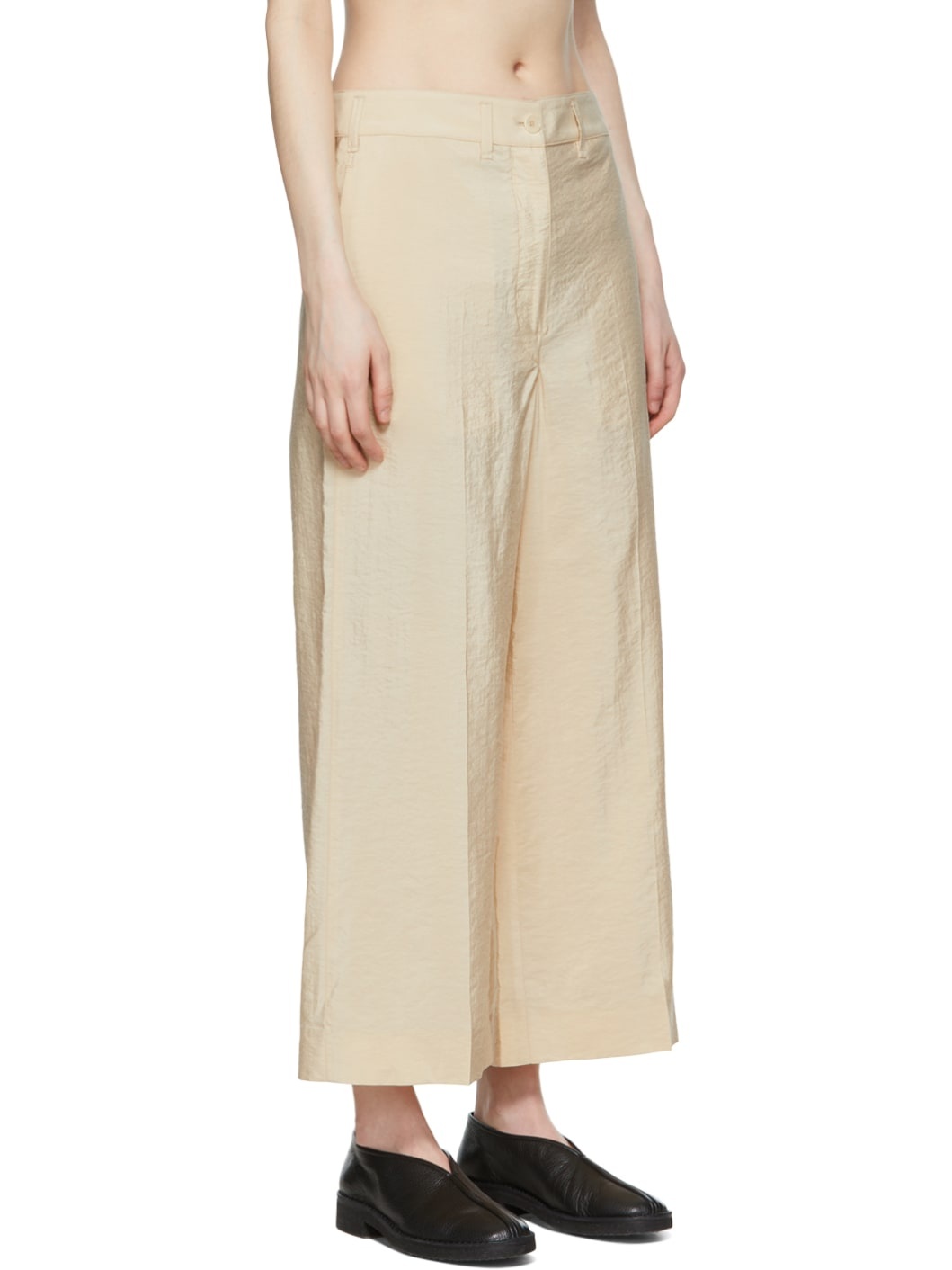 Beige Silk Trousers - 2