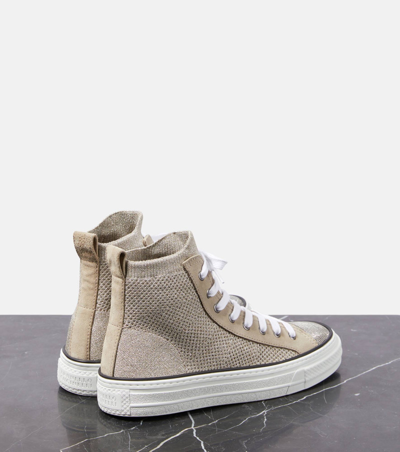 Leather-trimmed high-top sneakers 3