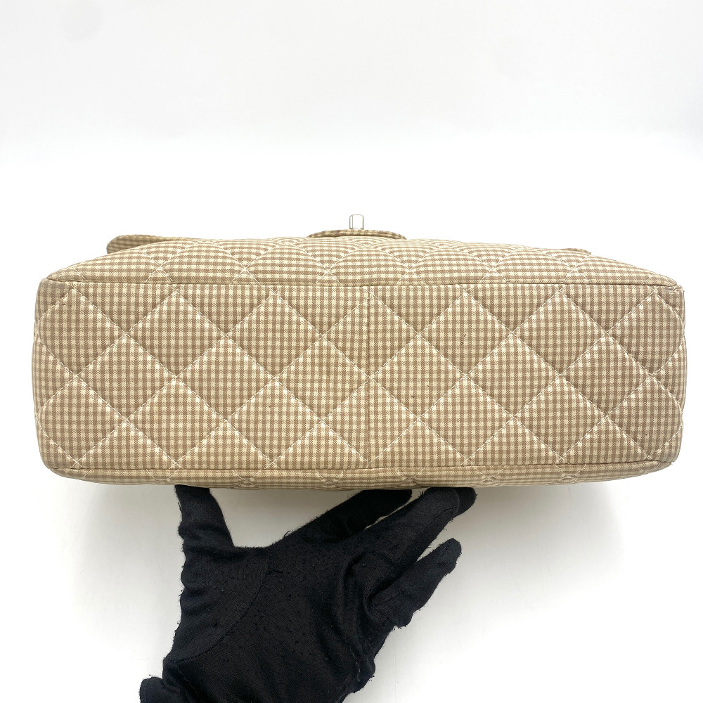 Chanel No.4 Yellow Check Gingham Flap Chain Bag Large - 6