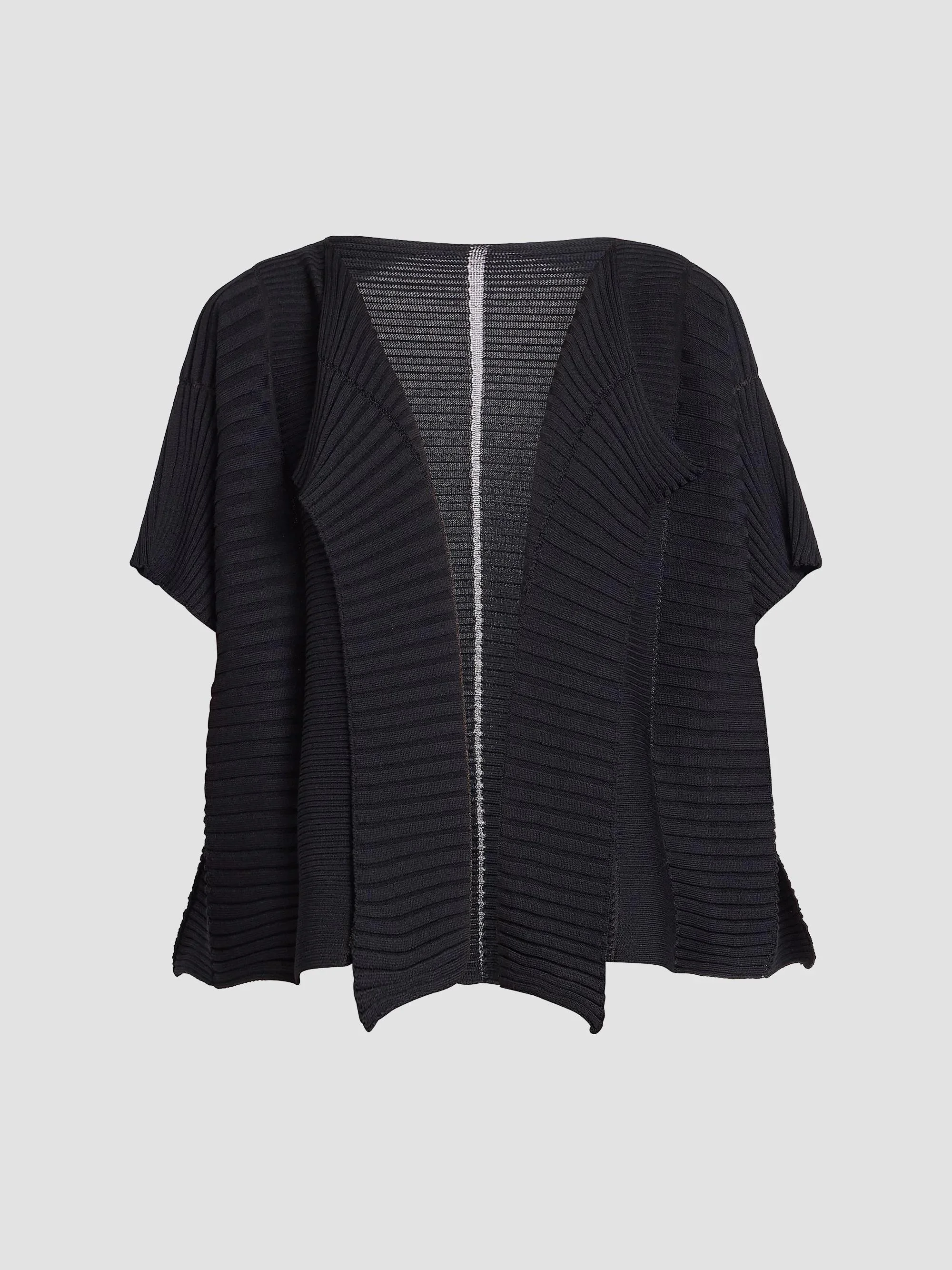 Women's Ribbed Open-Front Cardigan - Black - 1