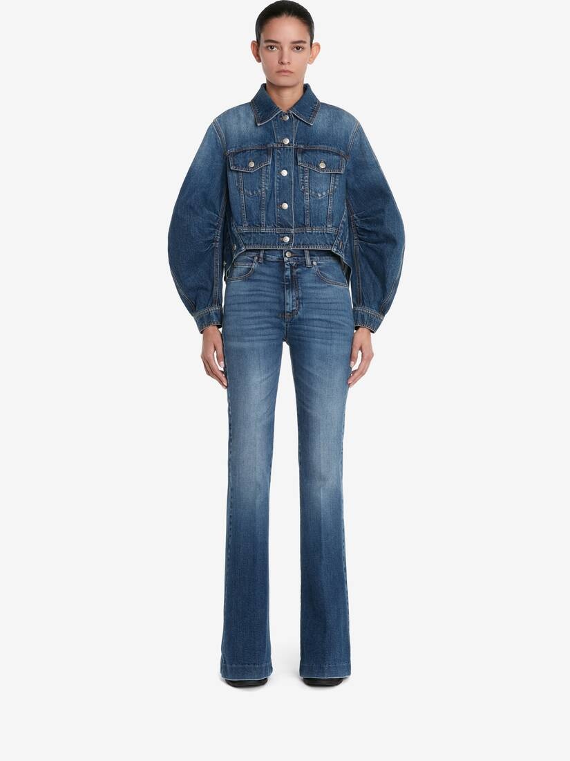 Women's Cocoon Sleeve Denim Jacket in Indigo - 2