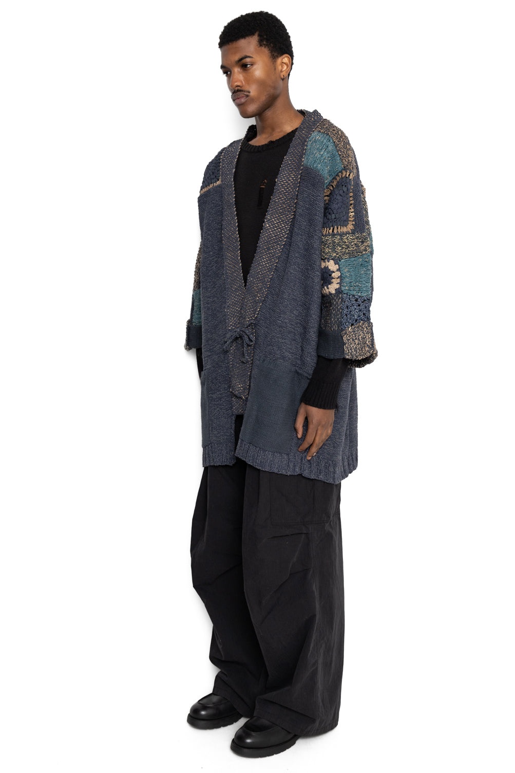 3G Hand Knit SPRING TUGIHAGI KESA Cardigan - Charcoal - 4