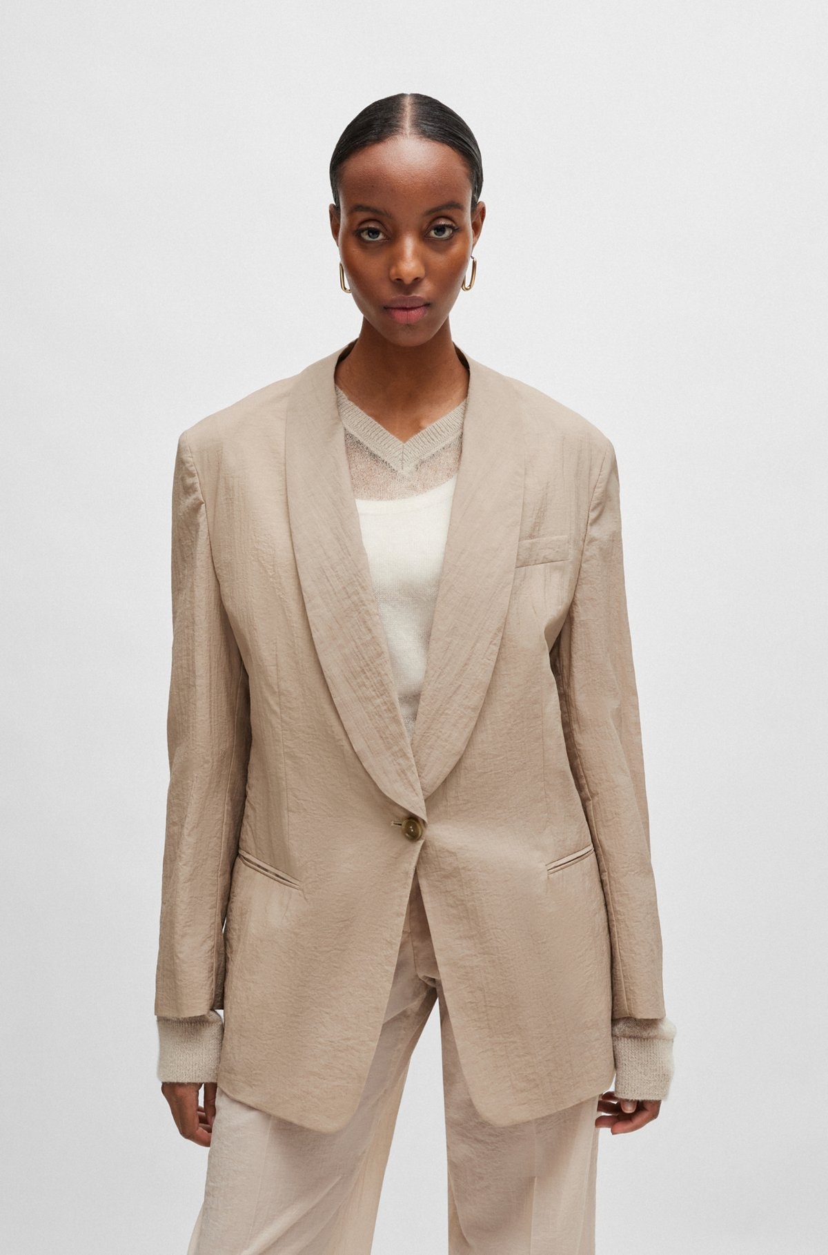 SINGLE-BUTTON JACKET WITH SHAWL LAPELS - 2