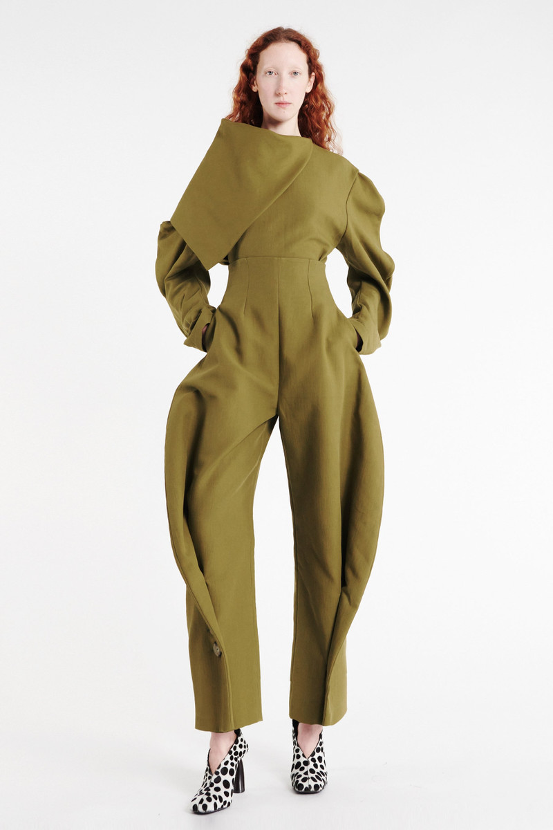 HIGH RISE ROUNDED PANT KHAKI GREEN 1