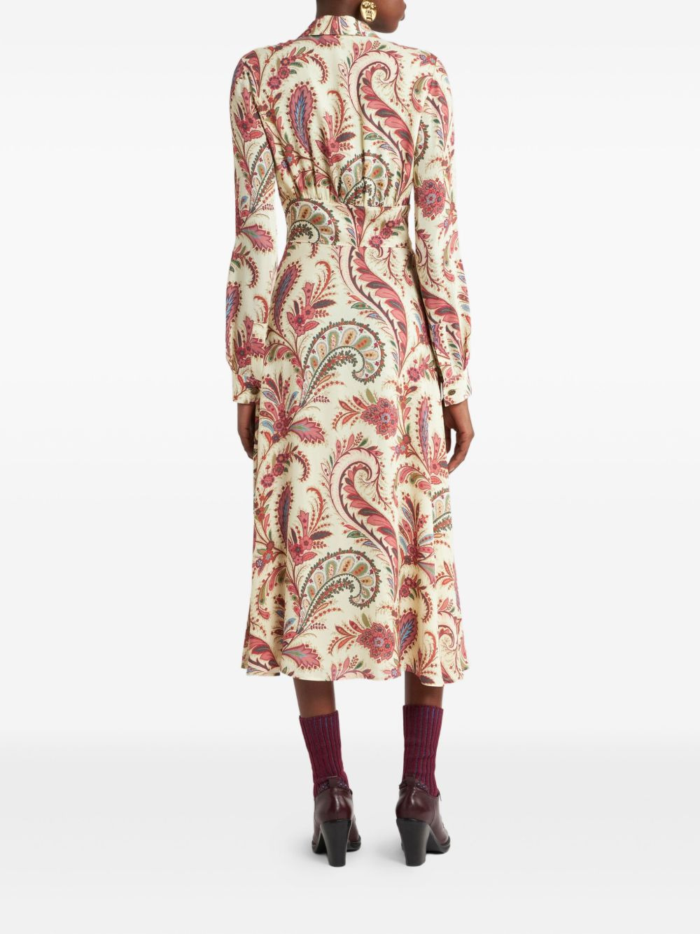 paisley-print shirt midi dress - 3