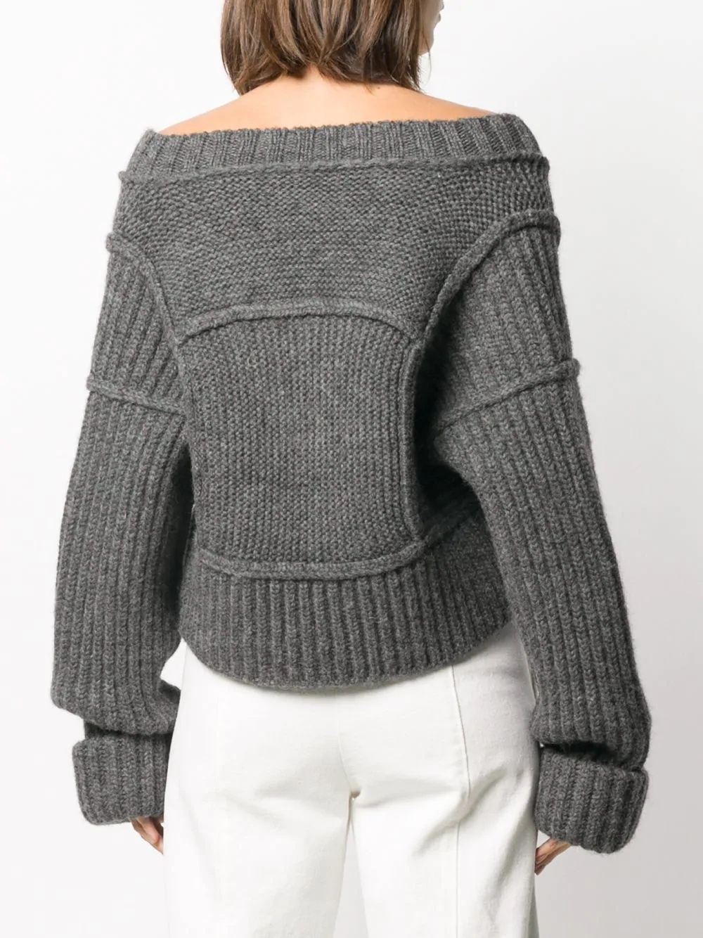 chunky v-neck knitted jumper - 4