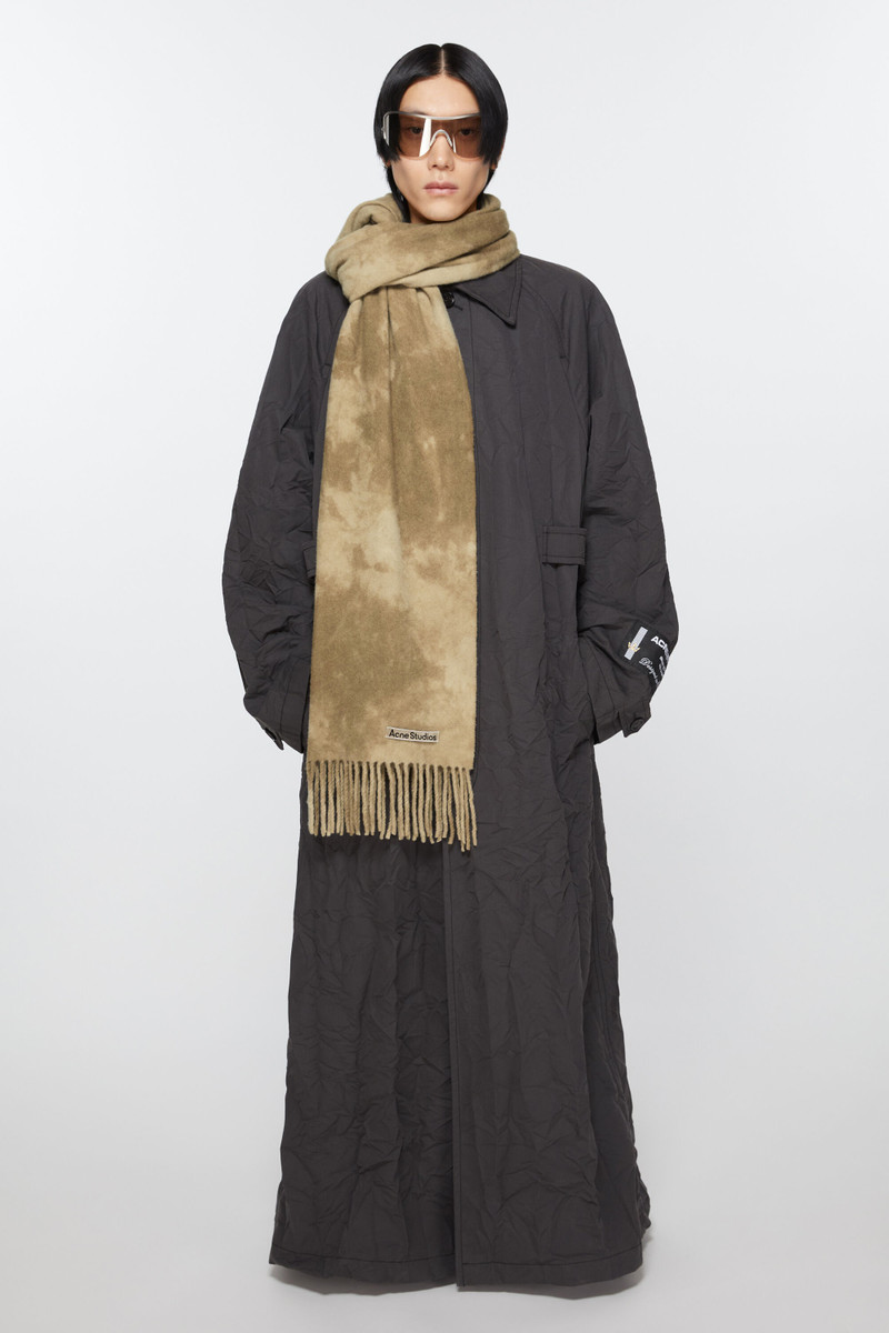 Tie-dye wool scarf - Narrow - Khaki green 3