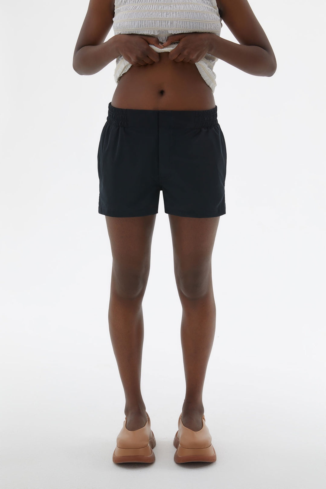LIGHT TECH BLACK MINI SHORTS - 1