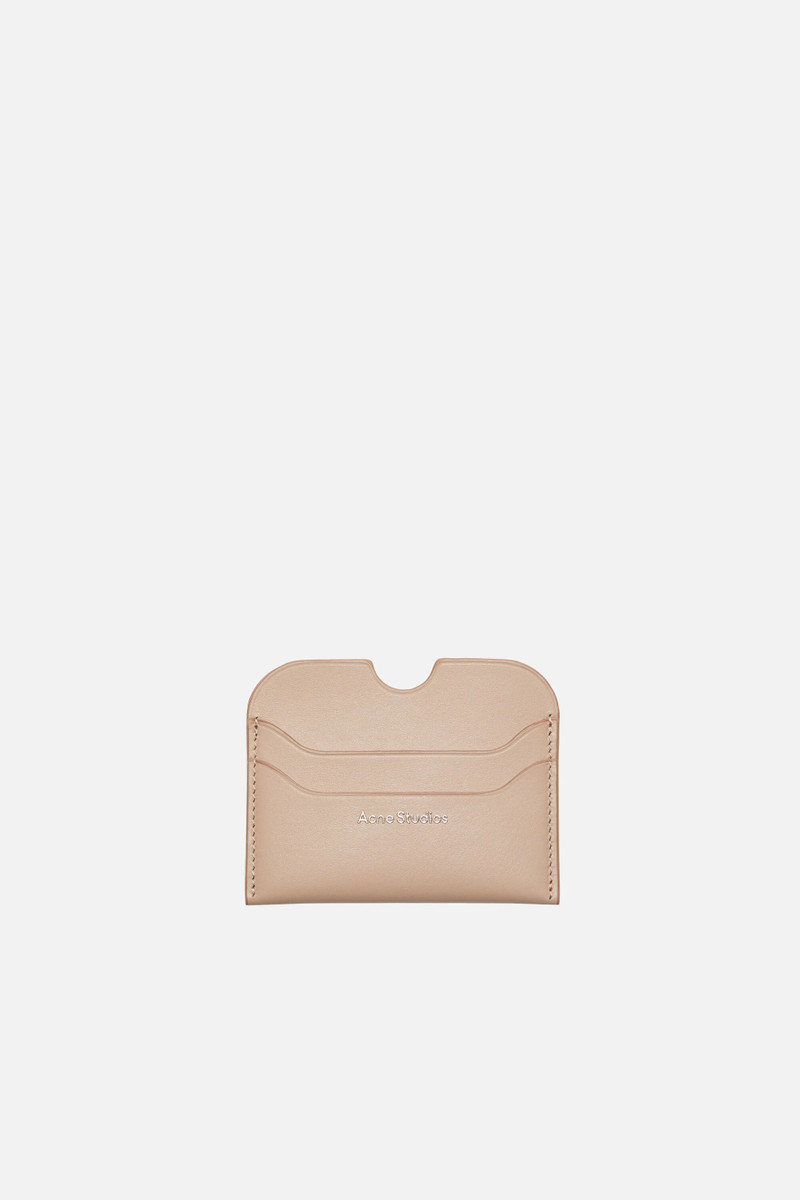 Leather card holder - Taupe beige 1