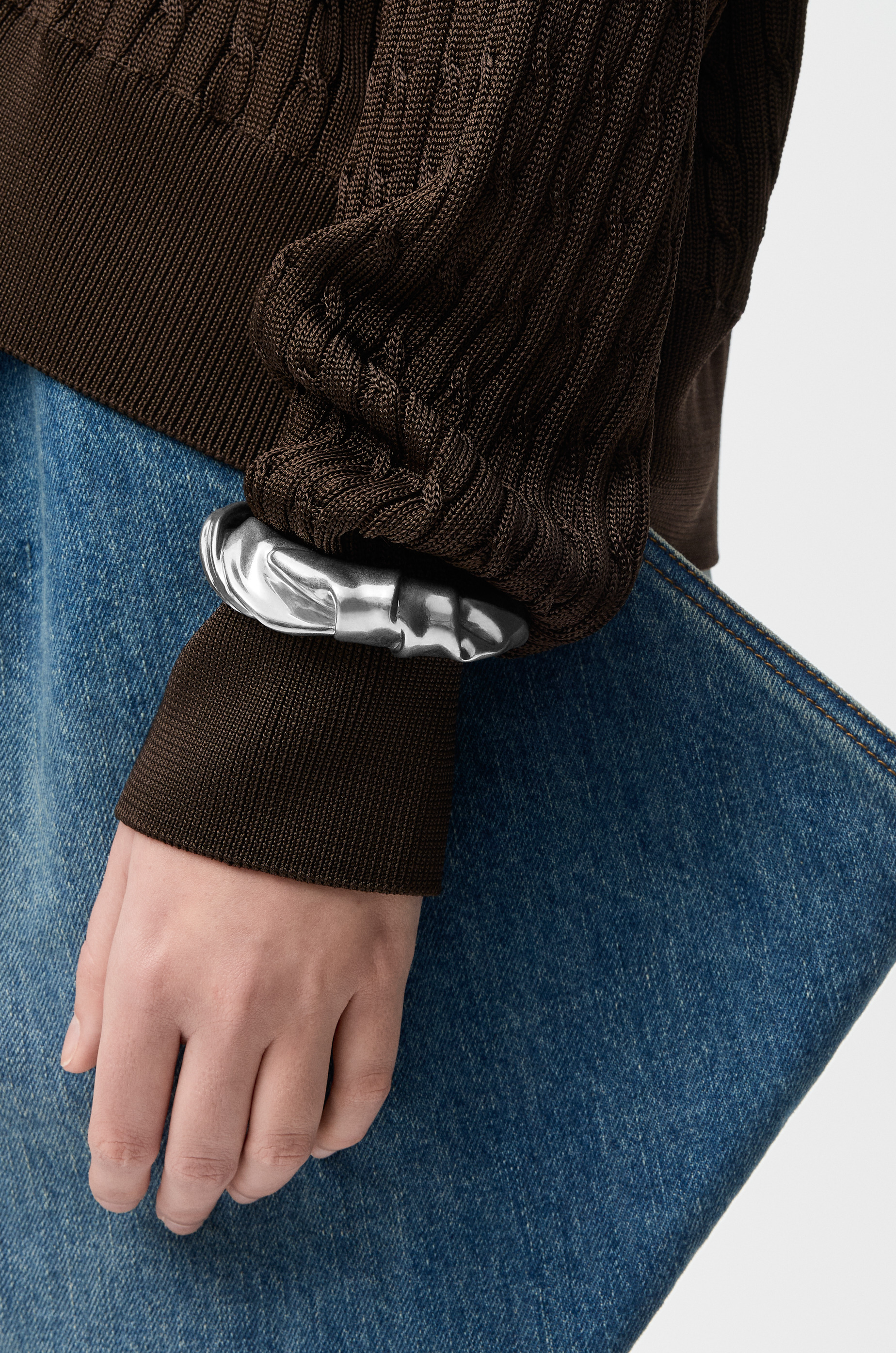 Medium nappa twist cuff in sterling silver - 2