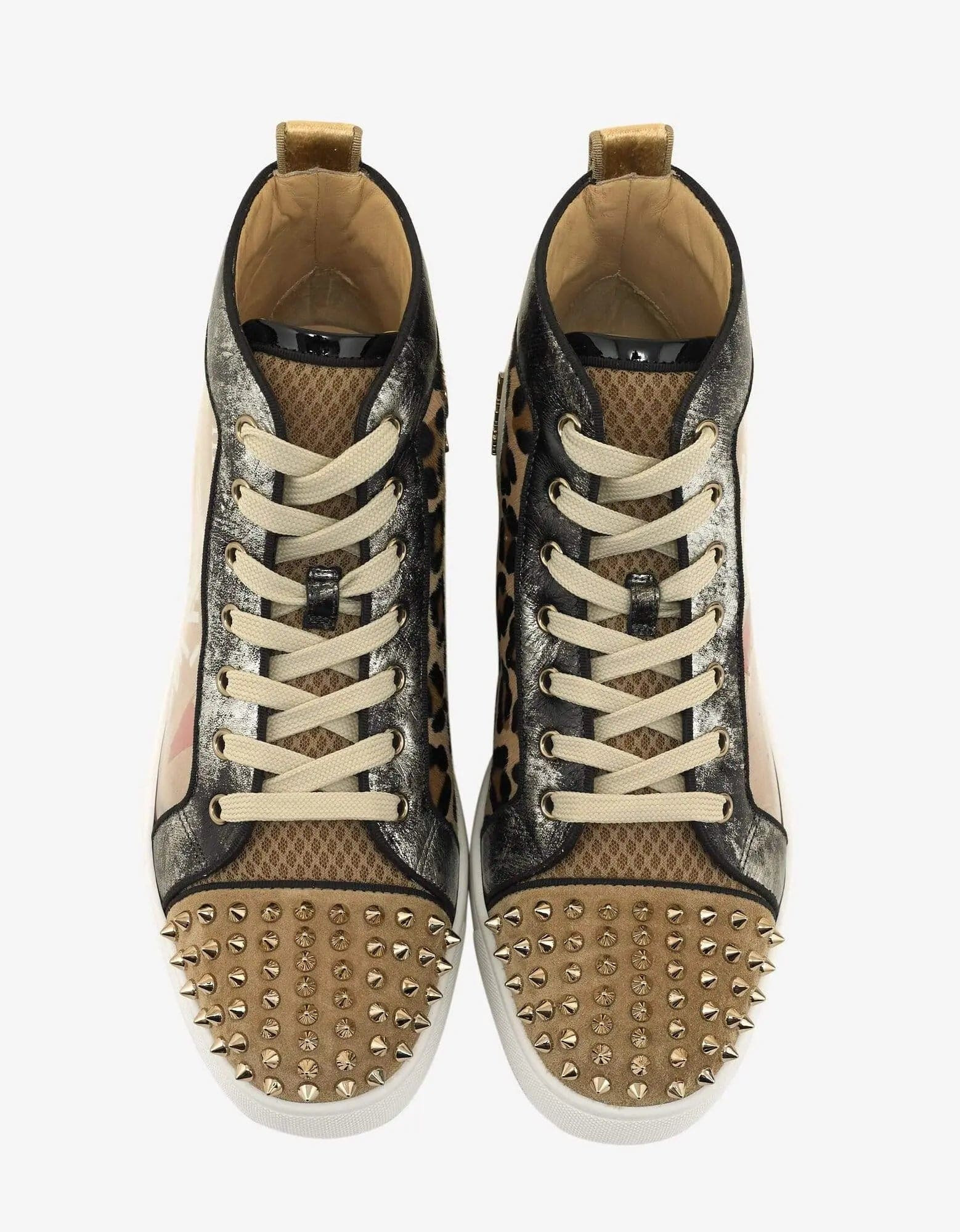 Christian Louboutin Lou Spikes Loubi Kraft Flat High Top Trainers - 4