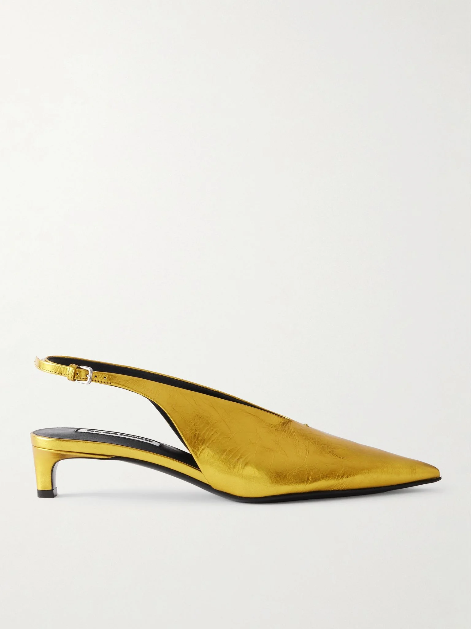 Metallic-leather slingback pumps Gold - 1