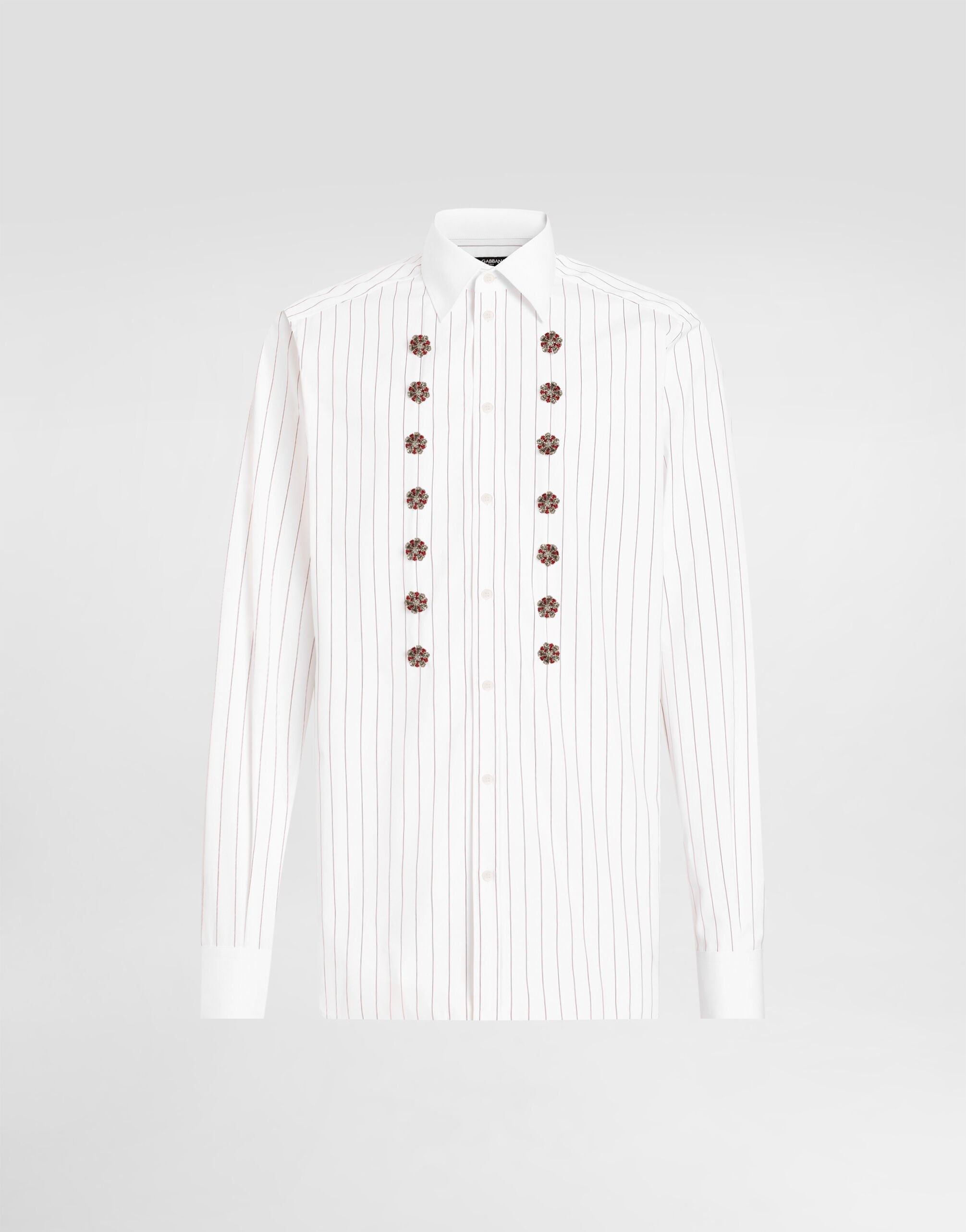 Striped cotton shirt with bejeweled details - 1