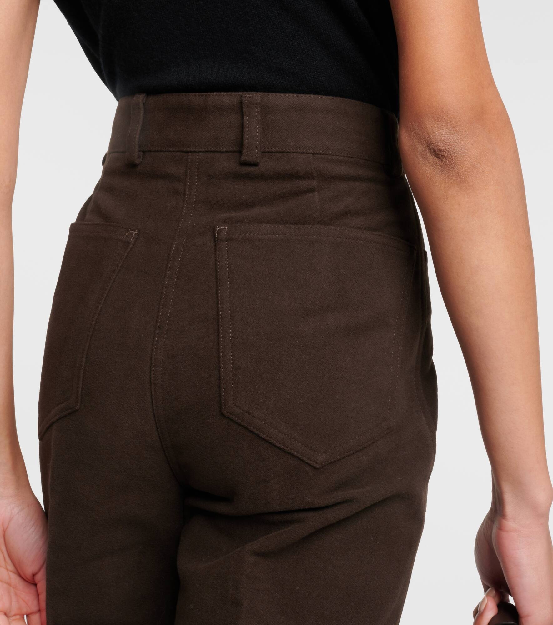 High-rise velour straight pants - 6