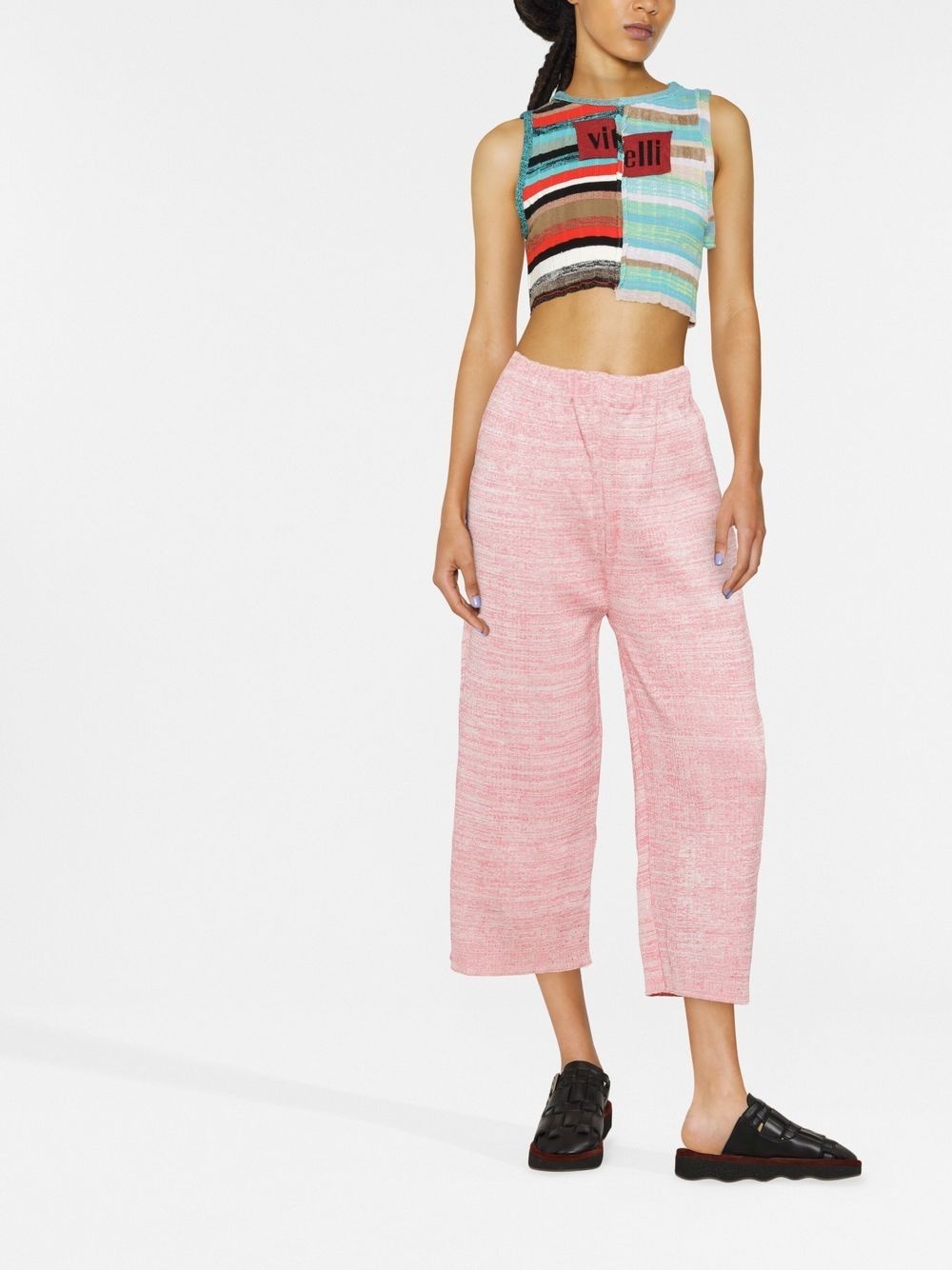 marl-knit cropped trousers - 2