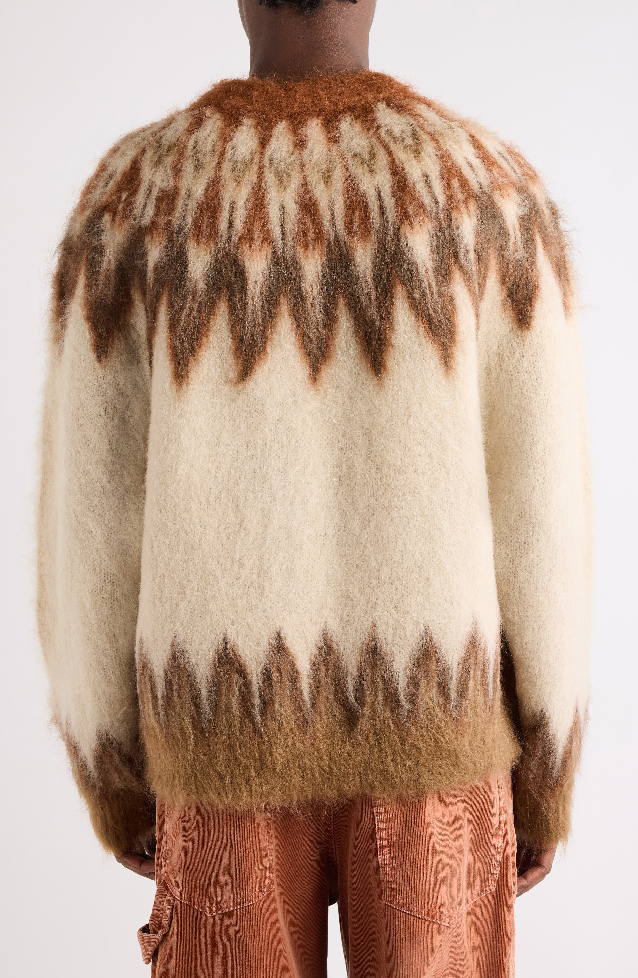 Isabel Marant Nicholas Oversize Fair Isle Mohair Blend Crewneck Sweater in Rust at Nordstrom - 3