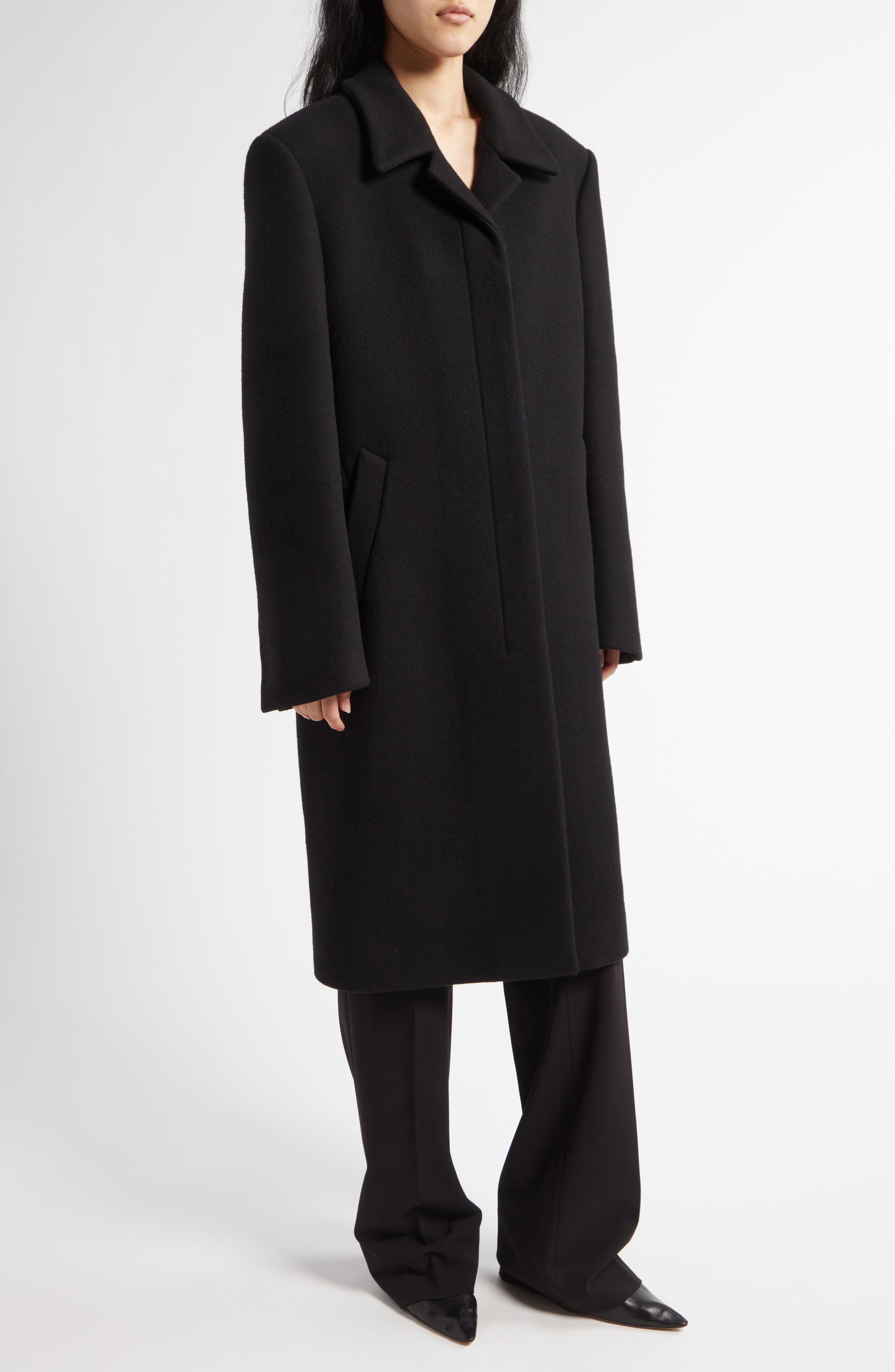 The Row Anton Virgin Wool Blend Overcoat in Black at Nordstrom - 2