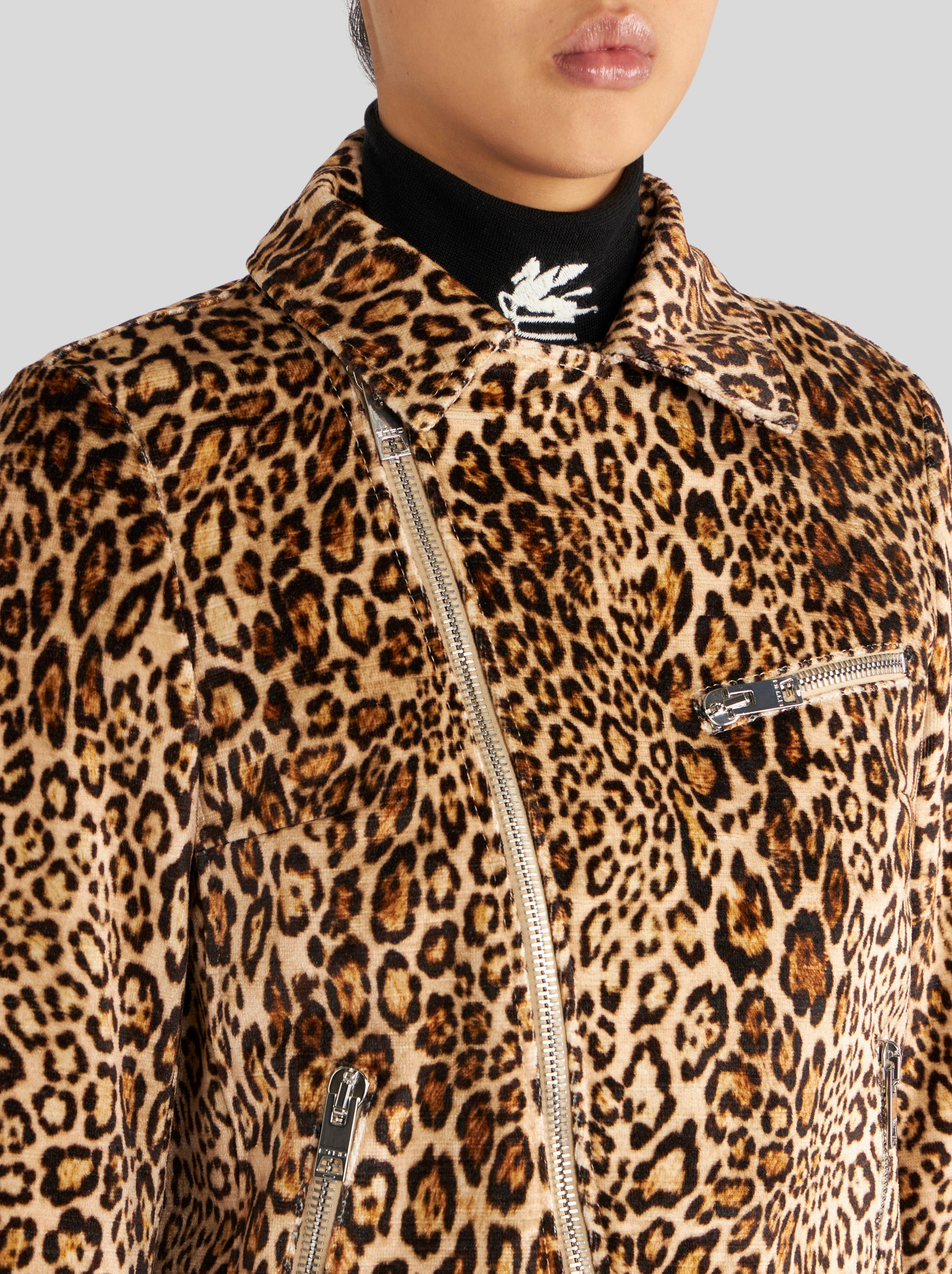 BIKER JACKET WITH ANIMALIER PRINT - 2