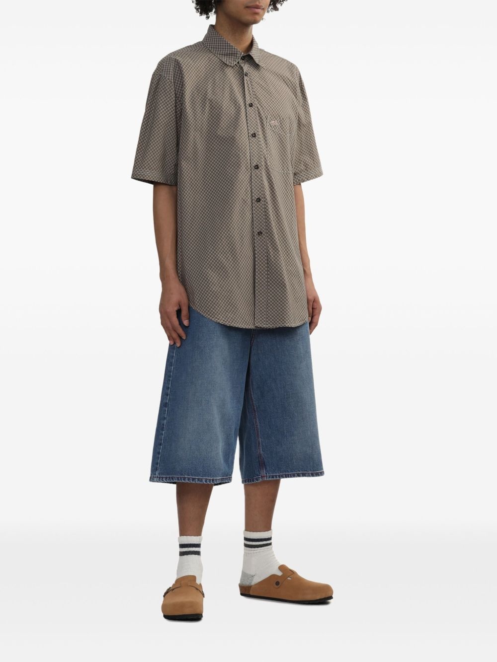check-pattern short-sleeve shirt - 2