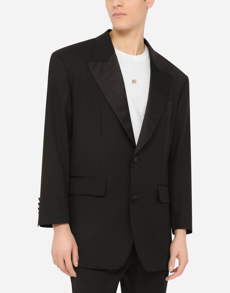 Oversize stretch wool tuxedo jacket - 4