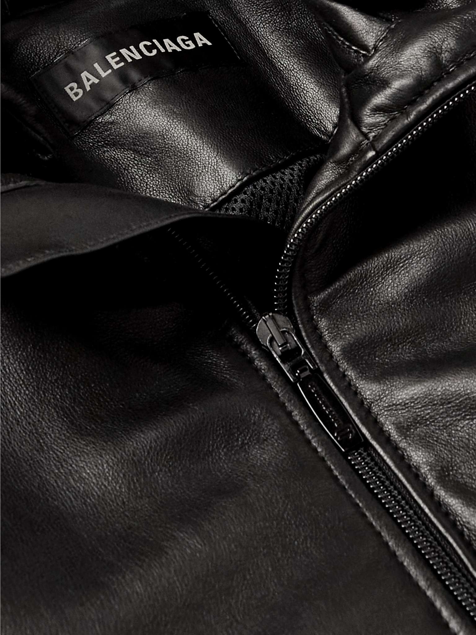 Logo-Embroidered Leather Track Jacket - 5