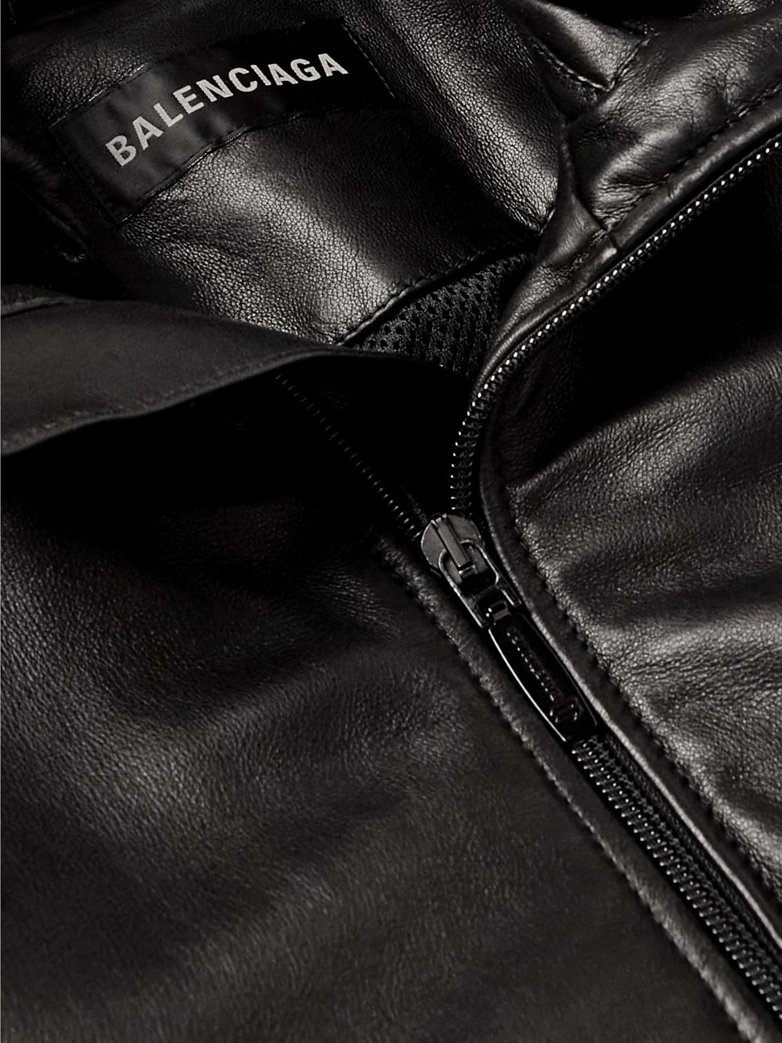BALENCIAGA Logo-Embroidered Leather Track Jacket | REVERSIBLE