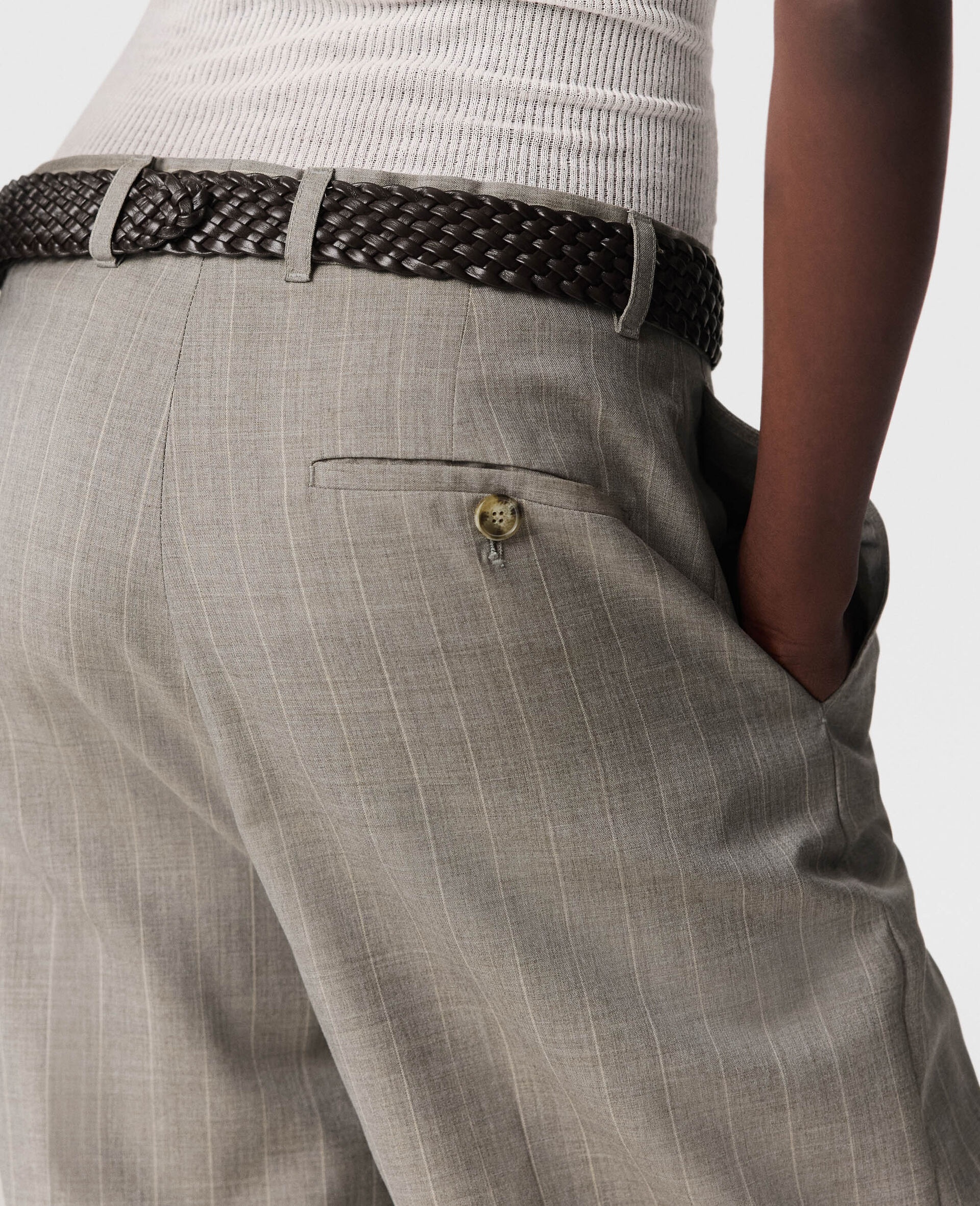 Tapered Slim-Leg Pinstripe Pants - 4