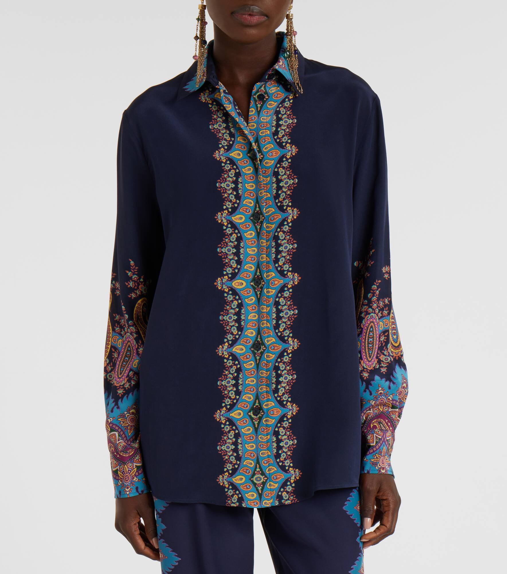 Printed silk crêpe de chine shirt - 6