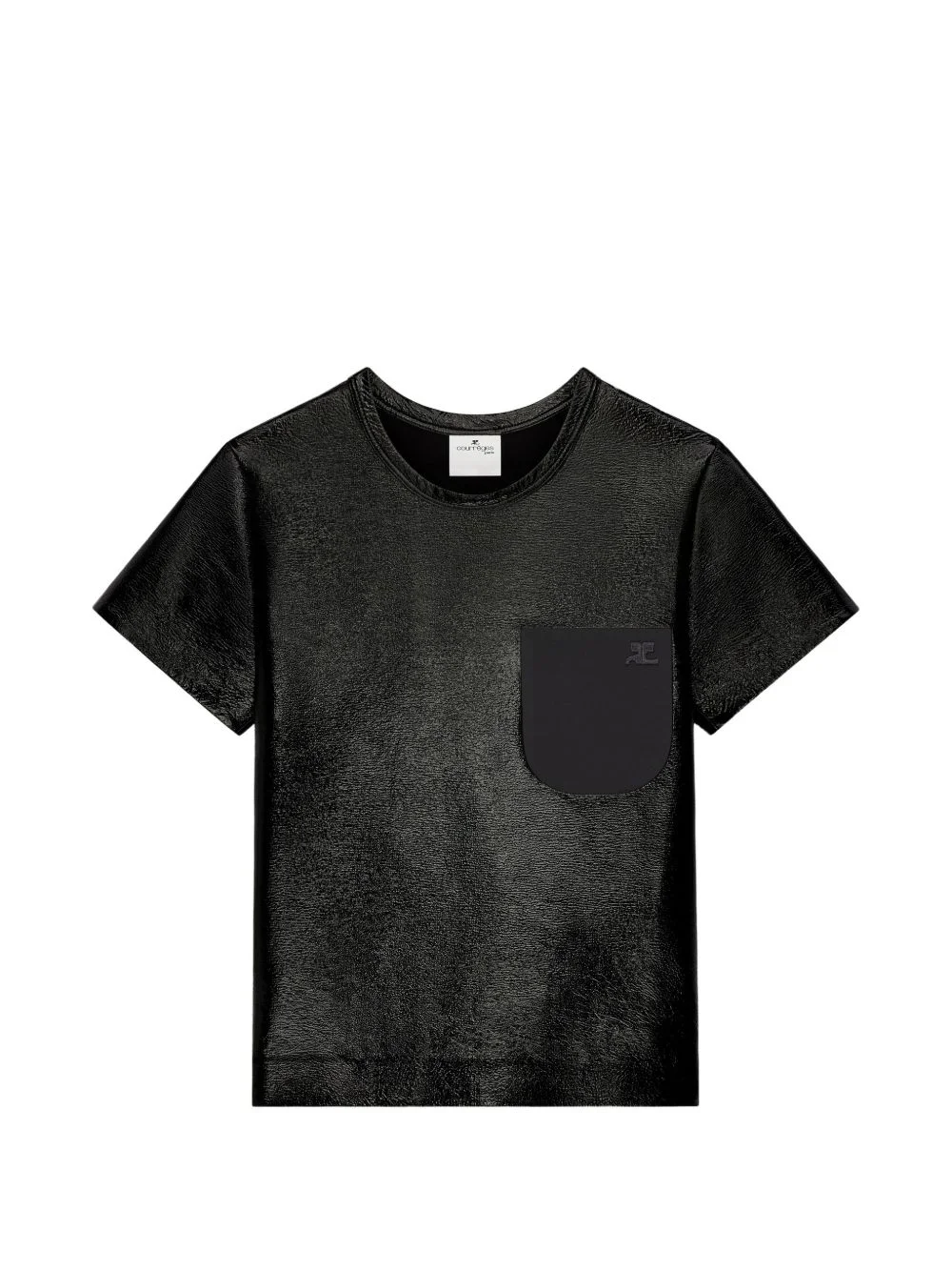 pocket-detail vinyl T-shirt - 1