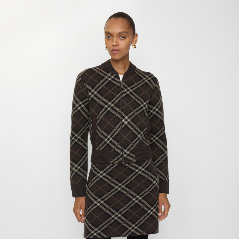 Burberry Check Wool Cashmere Bomber Jacket outlook