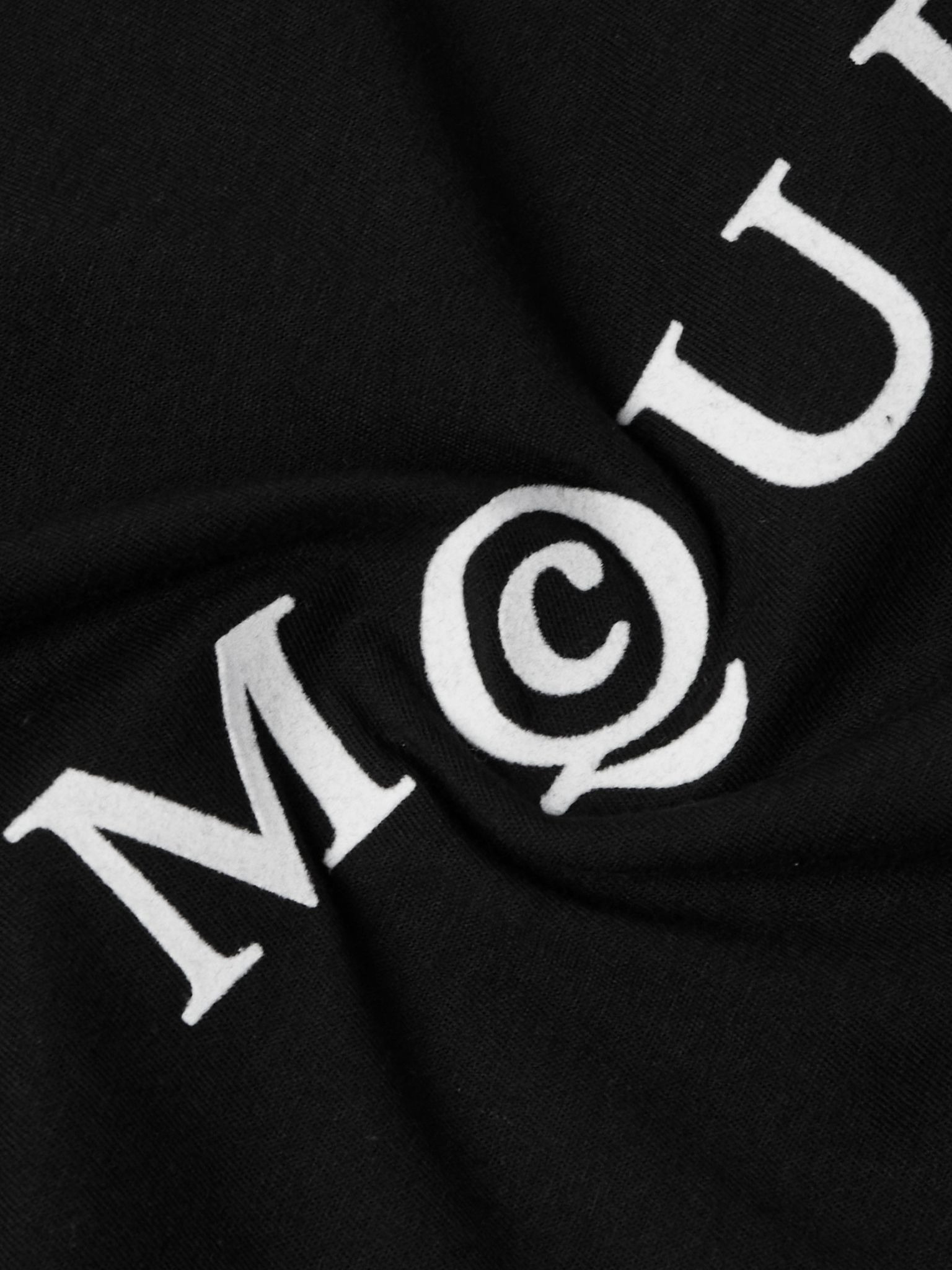 Logo-Flocked Cotton-Jersey T-Shirt Black - 4