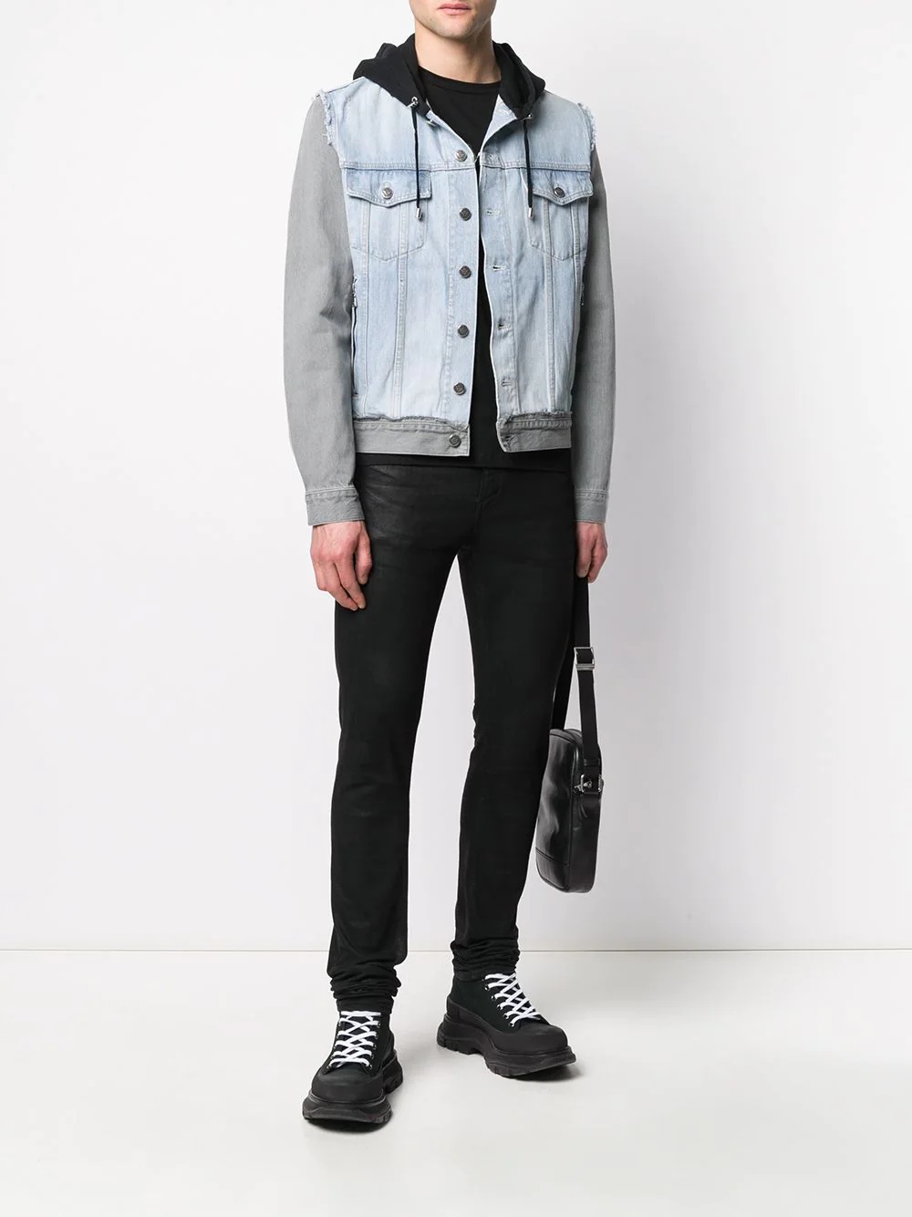 hooded denim jacket - 2