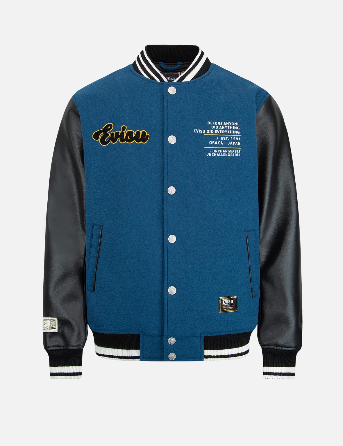 “HIDE-AND-SEEK” GODHEAD APPLIQUÉ BASEBALL JACKET - 1