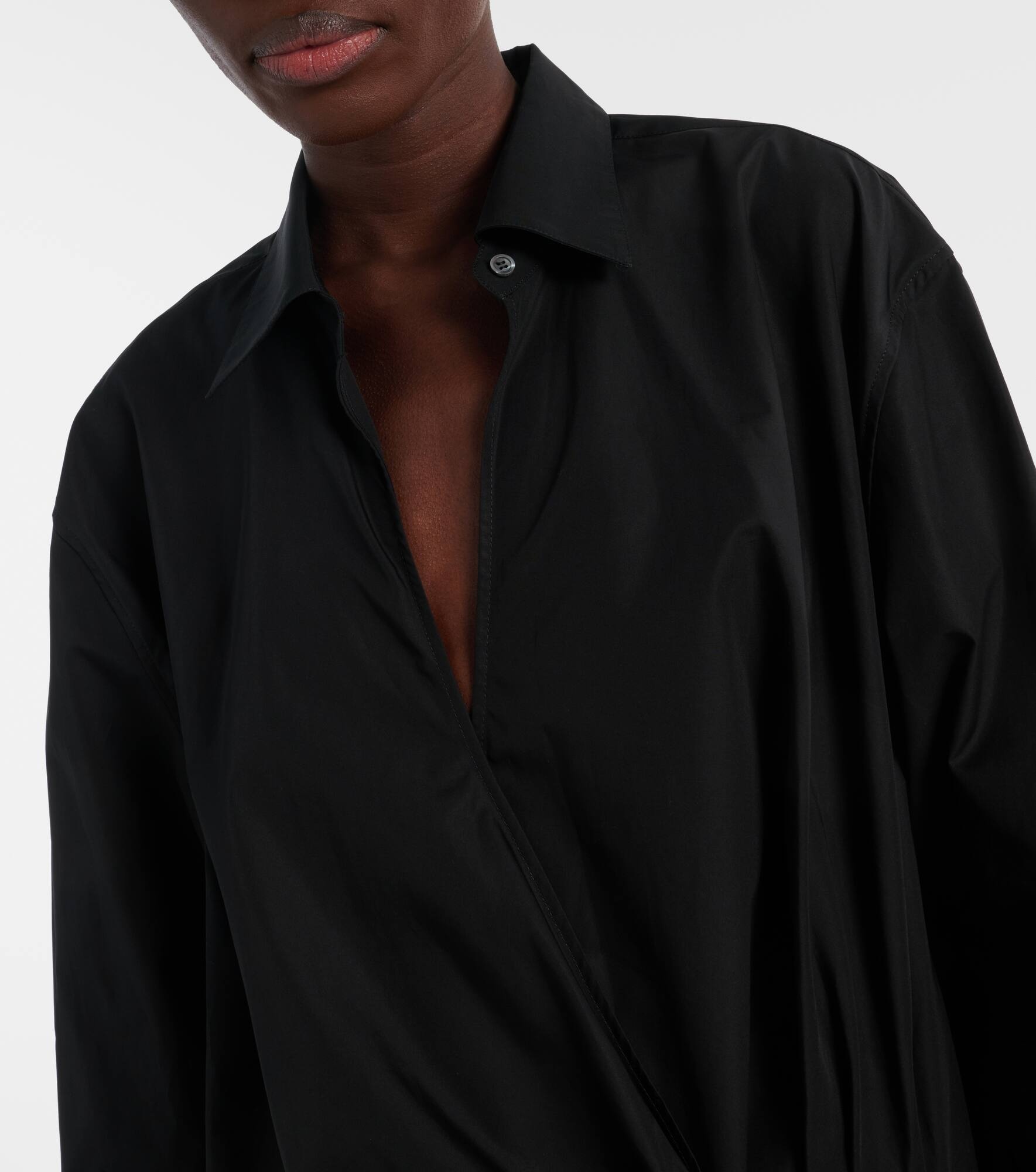 Draped cotton shirt dress - 4