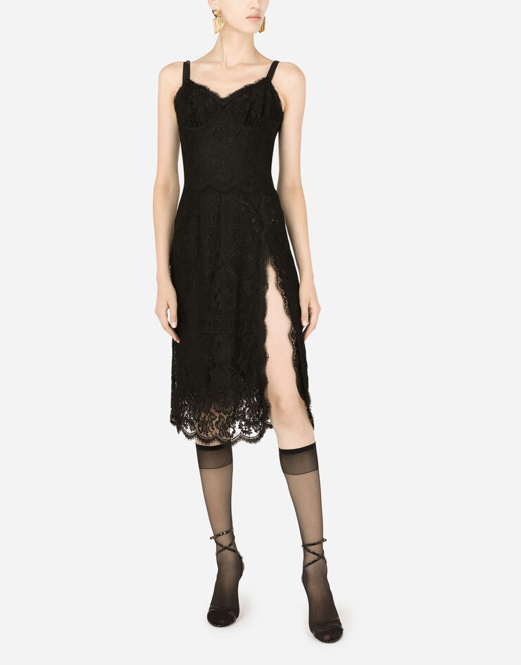 Lace midi dress with double scalloped detailing - 4