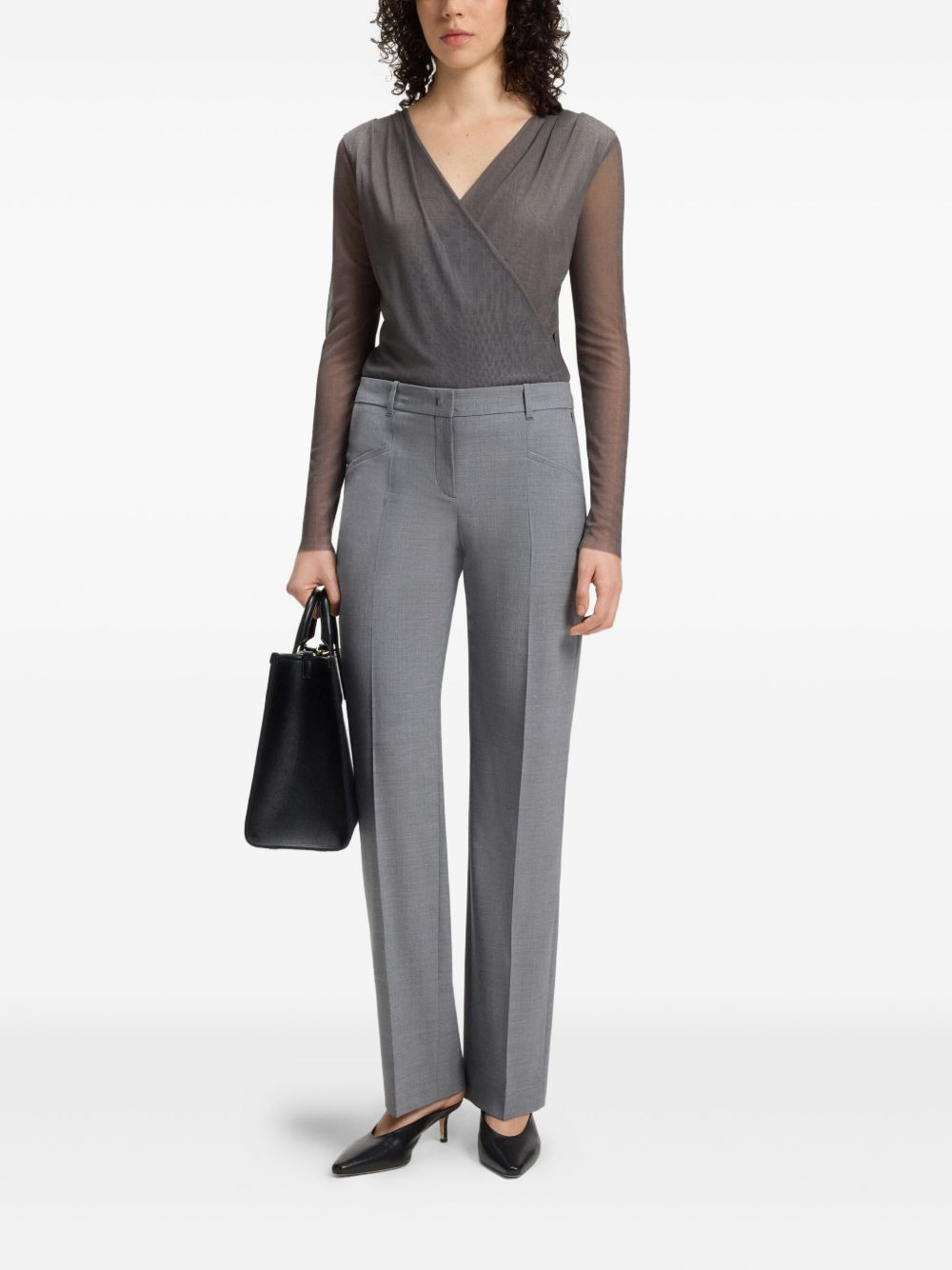 wrap-front long-sleeve top - 2