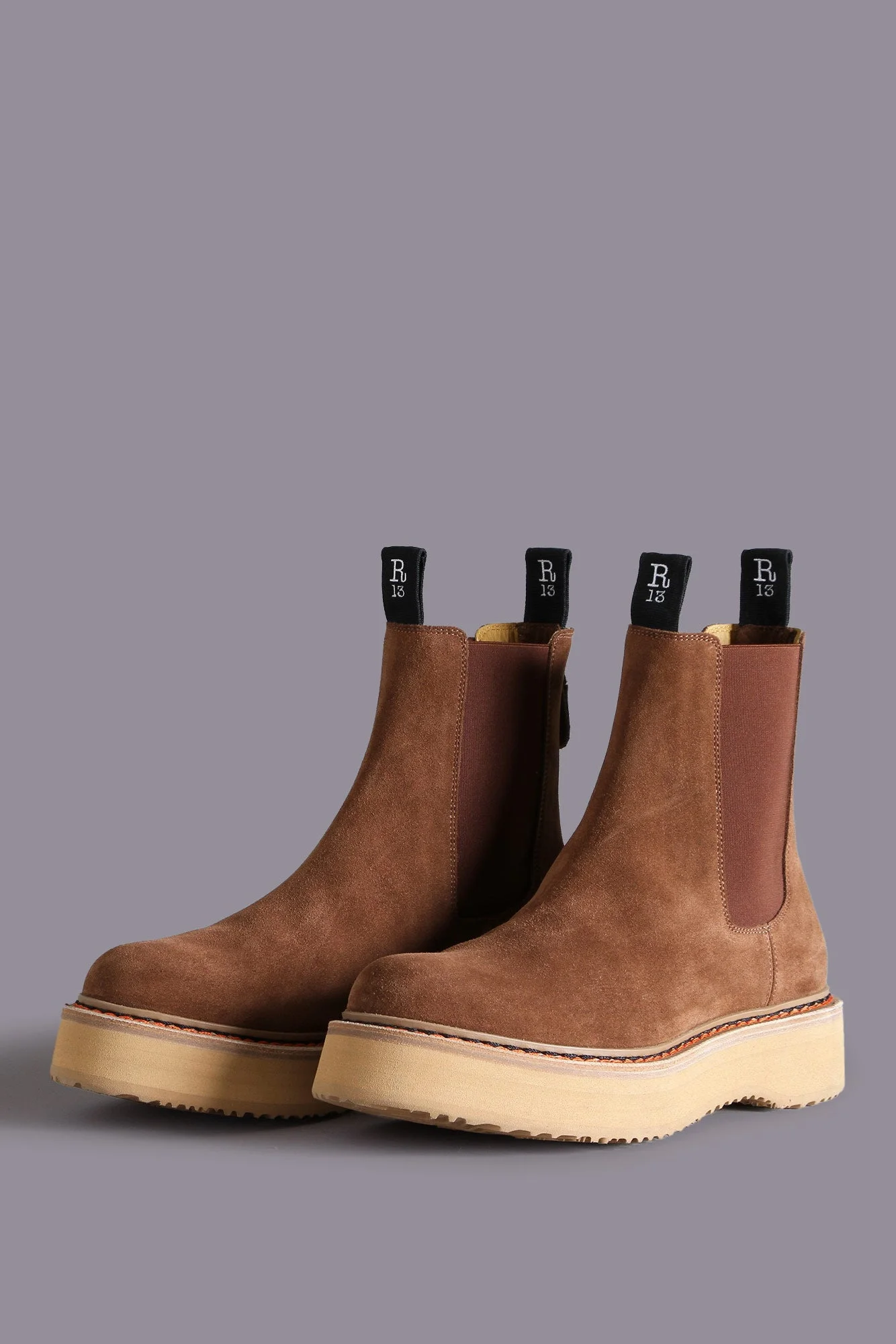 SINGLE STACK CHELSEA BOOT - BROWN SUEDE | R13 - 1