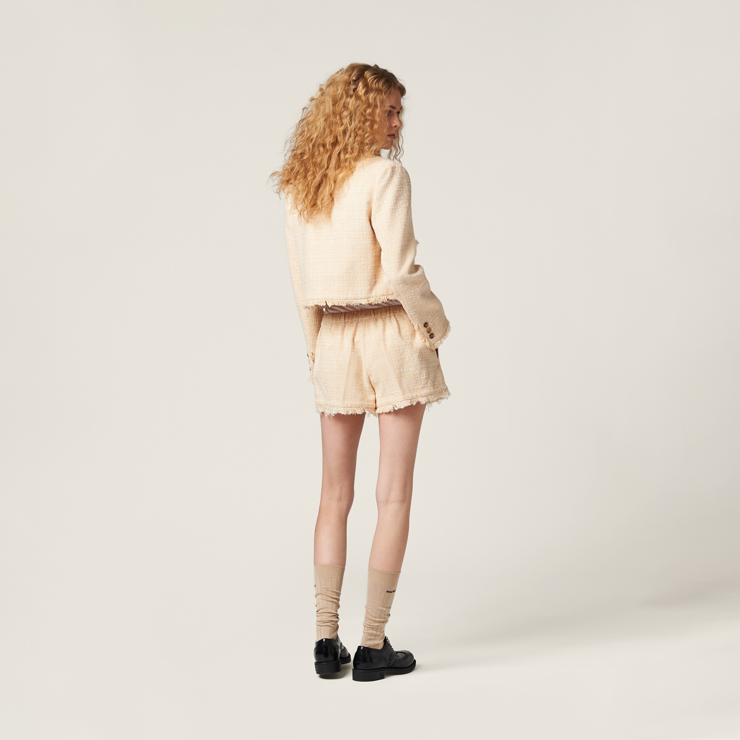Single-breasted tweed jacket with embroidered logo - 3
