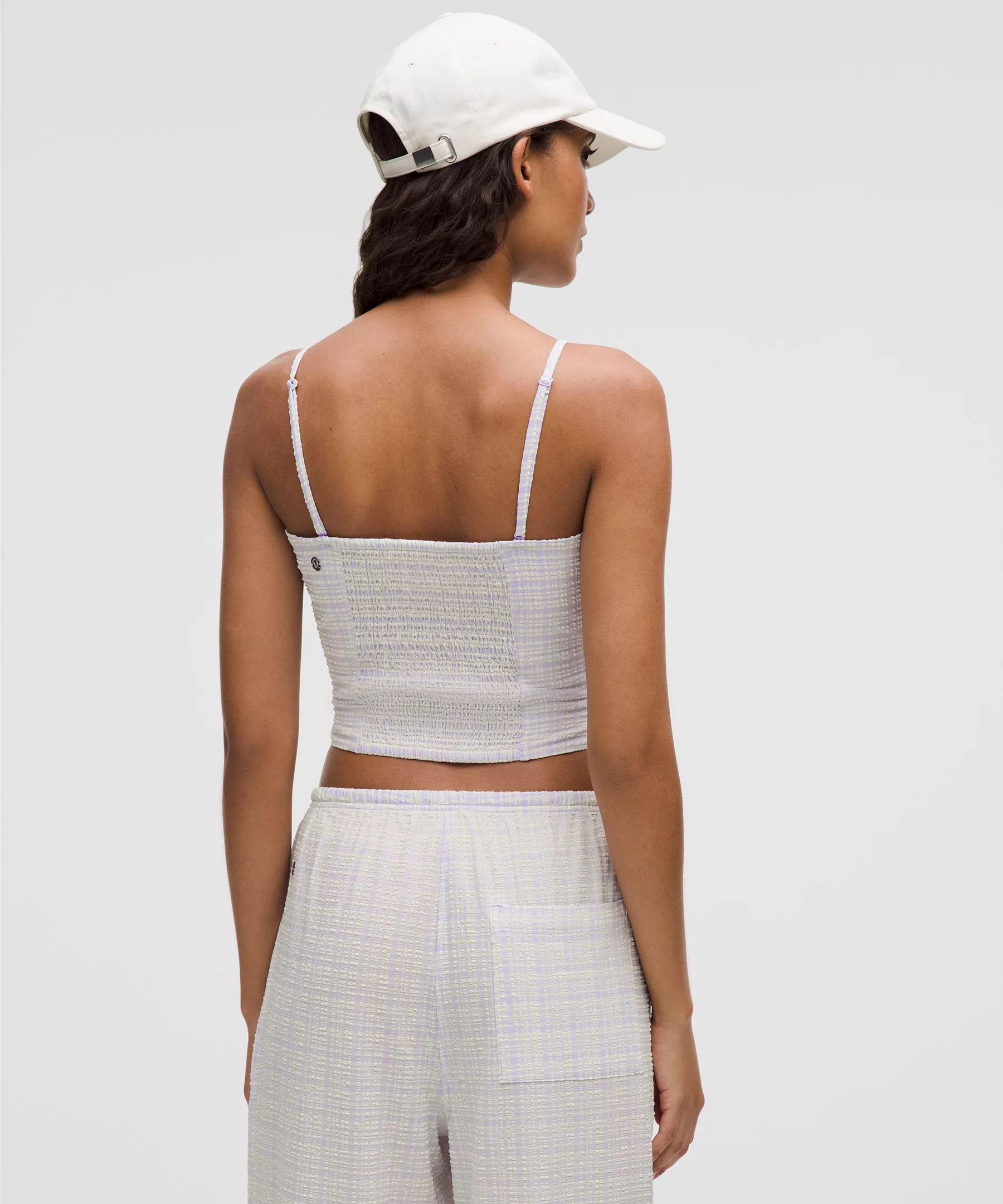 Seersucker Check Strappy Tank Top - 2