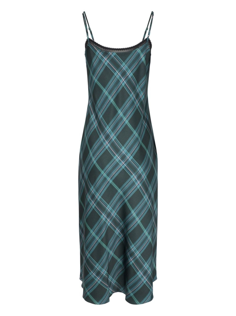 plaid lace-trim midi dress - 2