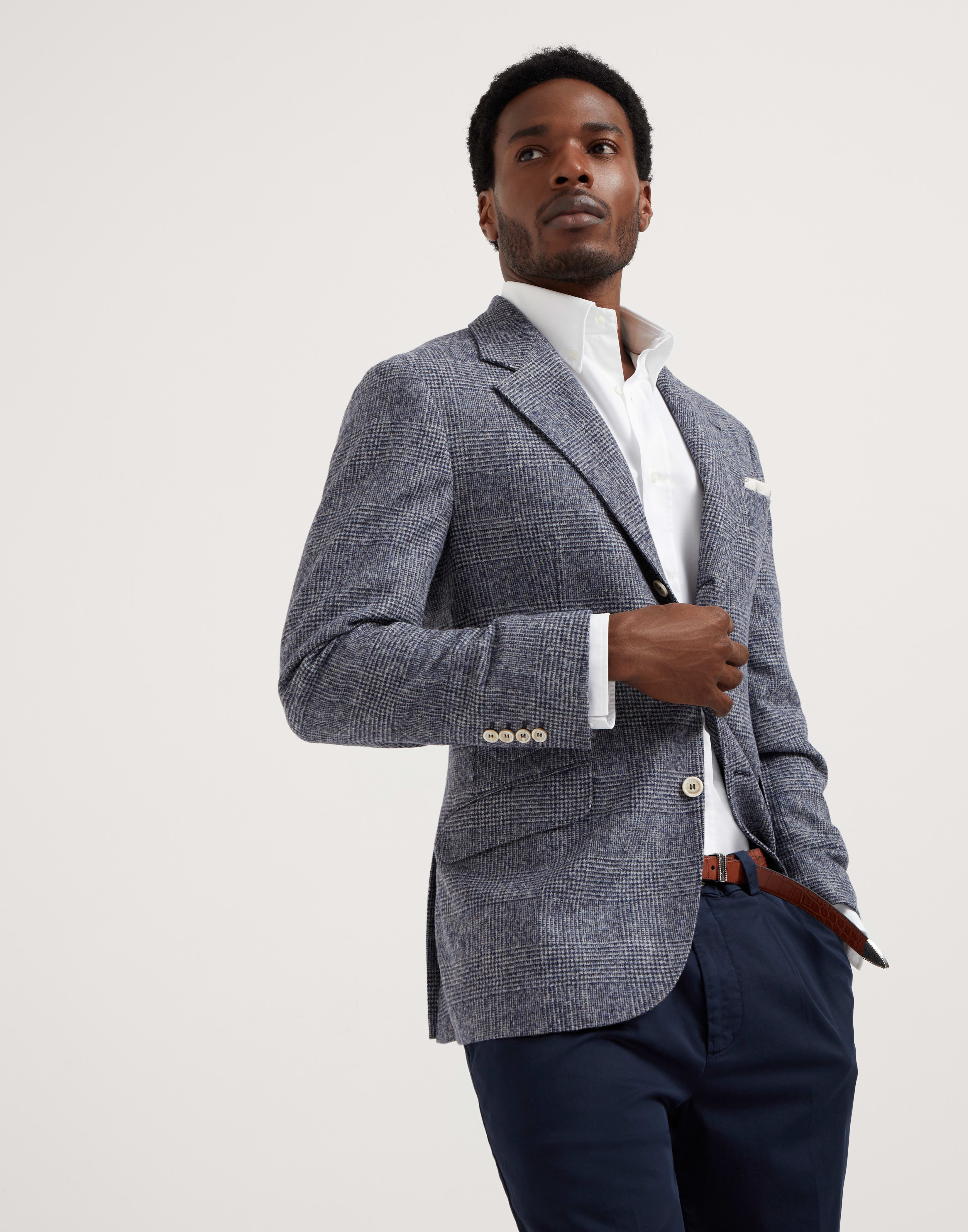 Brunello Cucinelli Comfort alpaca and wool Prince of Wales deconstructed Cavallo blazer REVERSIBLE
