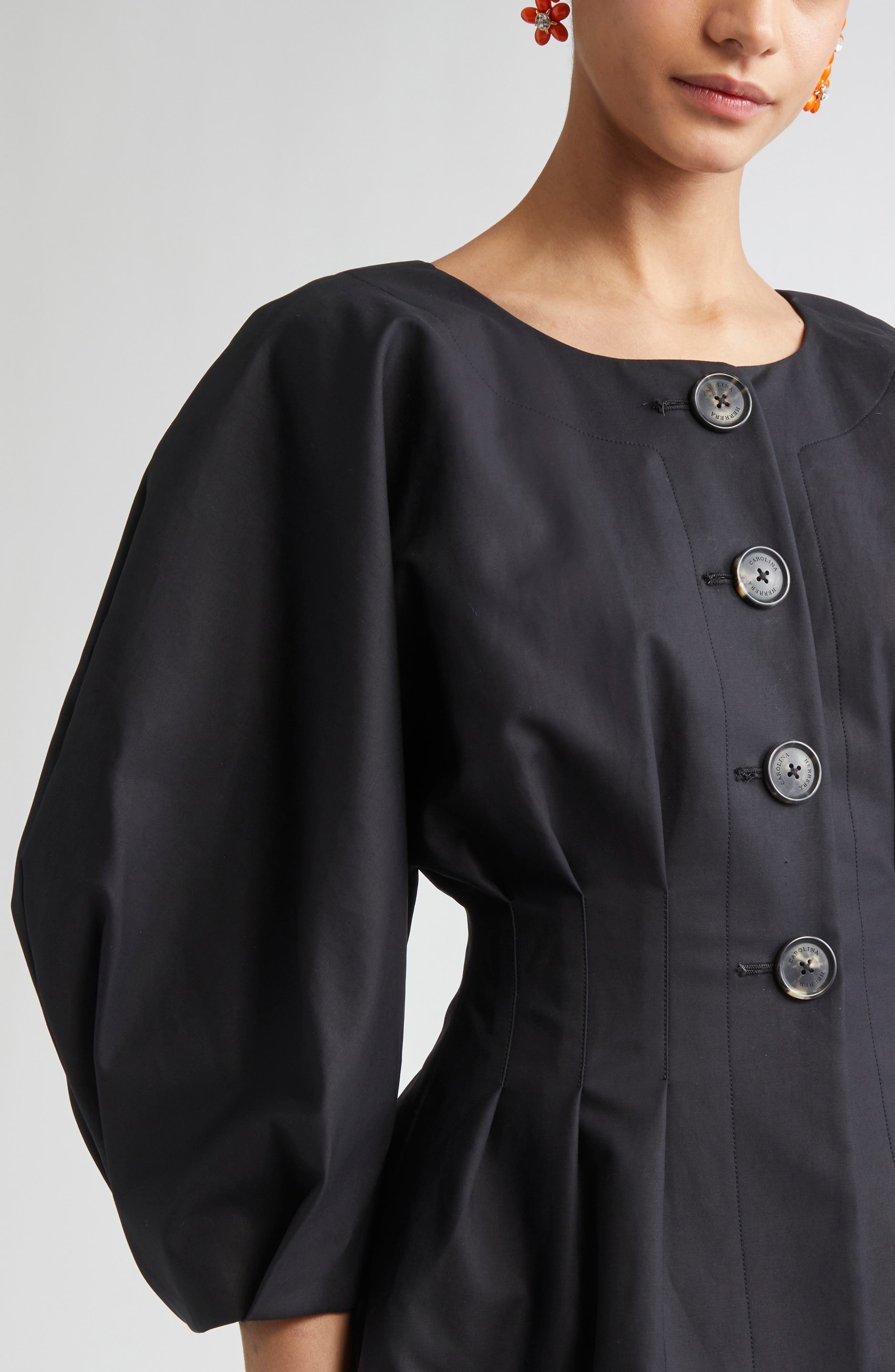 Carolina Herrera Pleated Waist Jacket in Black at Nordstrom - 5